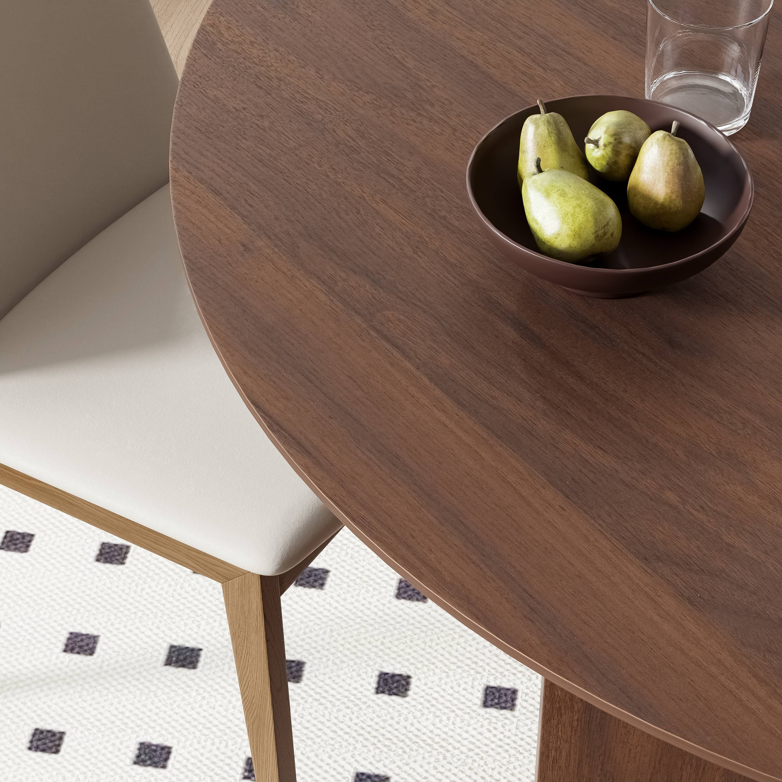 Alt View 8. PexFix - Minimalist Farmhouse Round Solid Oak 42 in. W Arched Cross Legs Kitchen & Dining Table Seats 4 - Walnut.