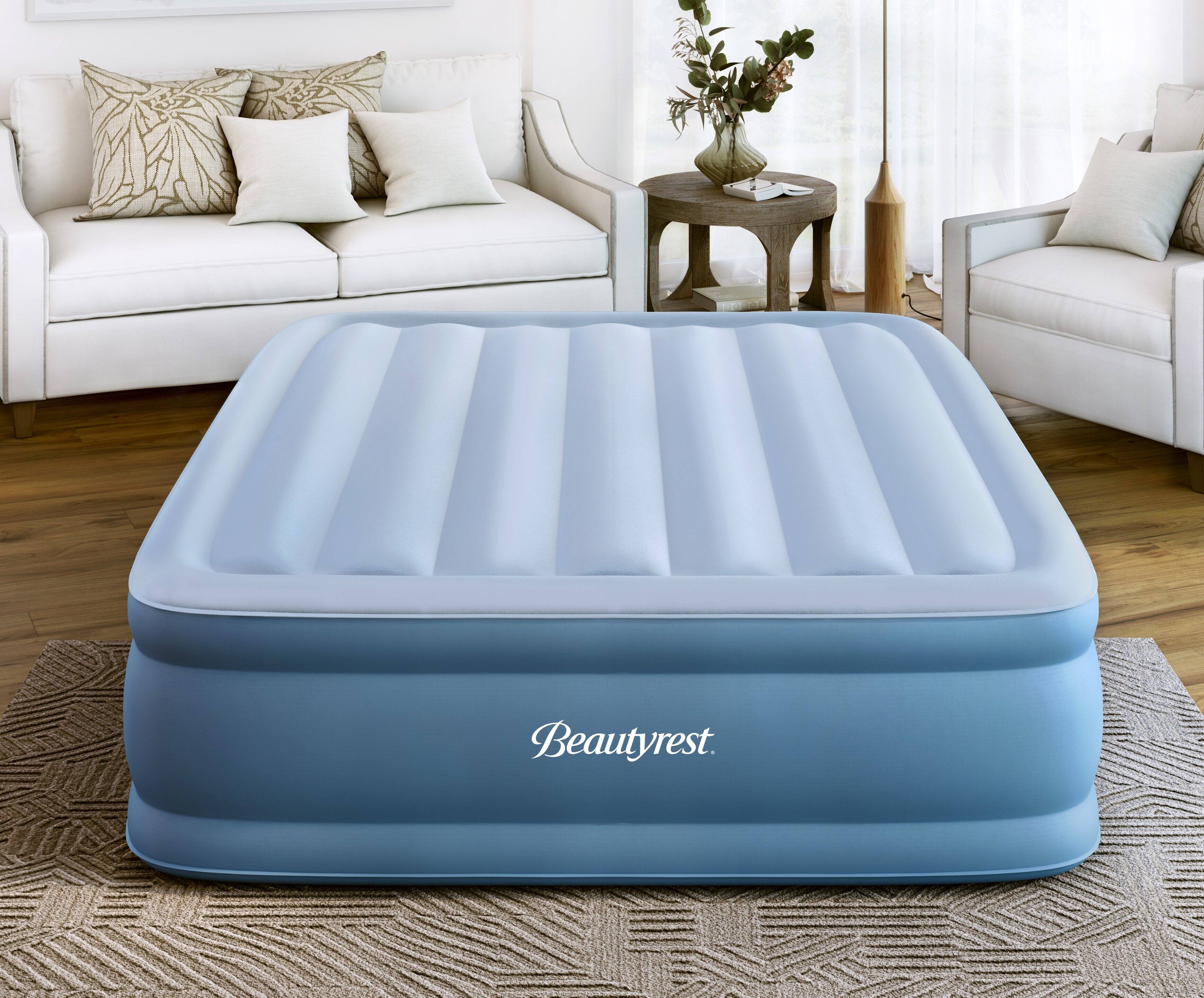 Alt View 4. Beautyrest - Beautyrest Sensarest Raised Inflatable Air Mattress with Built-In Pump, Queen - GRAY/BLUE.