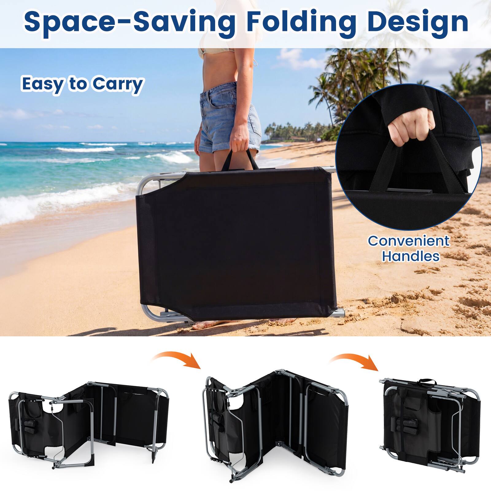 Space-Saving Folding Design  
Easy to Carry  
Convenient Handles