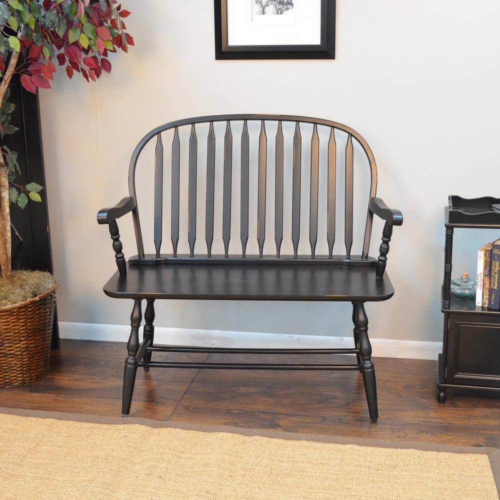 Alt View 1. Carolina Chair & Table - Windsor Bench - Antique Black - Antique Black.