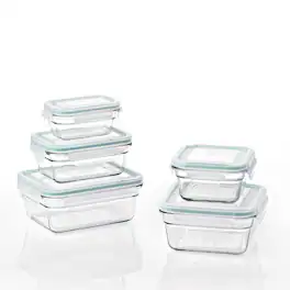 Glasslock - Oven and Microwave Safe Glass Food Storage Containers 10 Piece Set - Clear