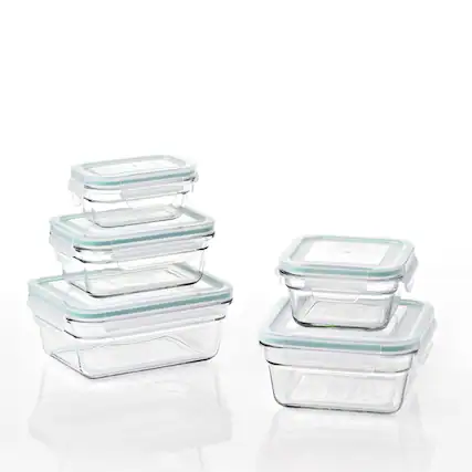 Front. Glasslock - Glasslock Oven and Microwave Safe Glass Food Storage Containers 10 Piece Set - Clear.