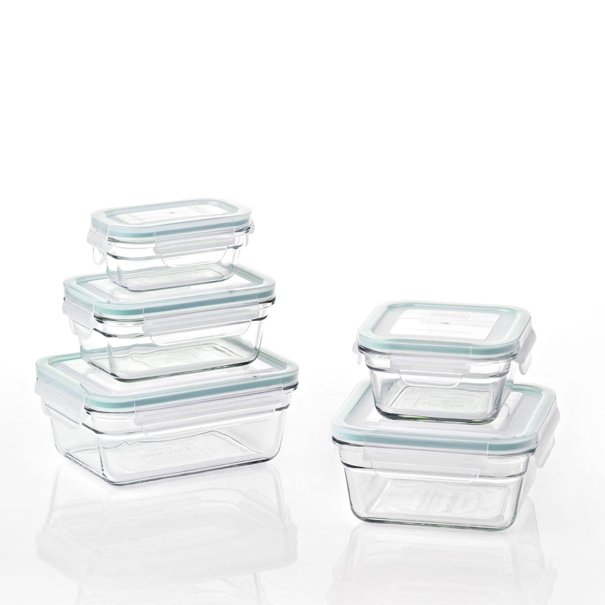 Front. Glasslock - Glasslock Oven and Microwave Safe Glass Food Storage Containers 10 Piece Set - Clear.