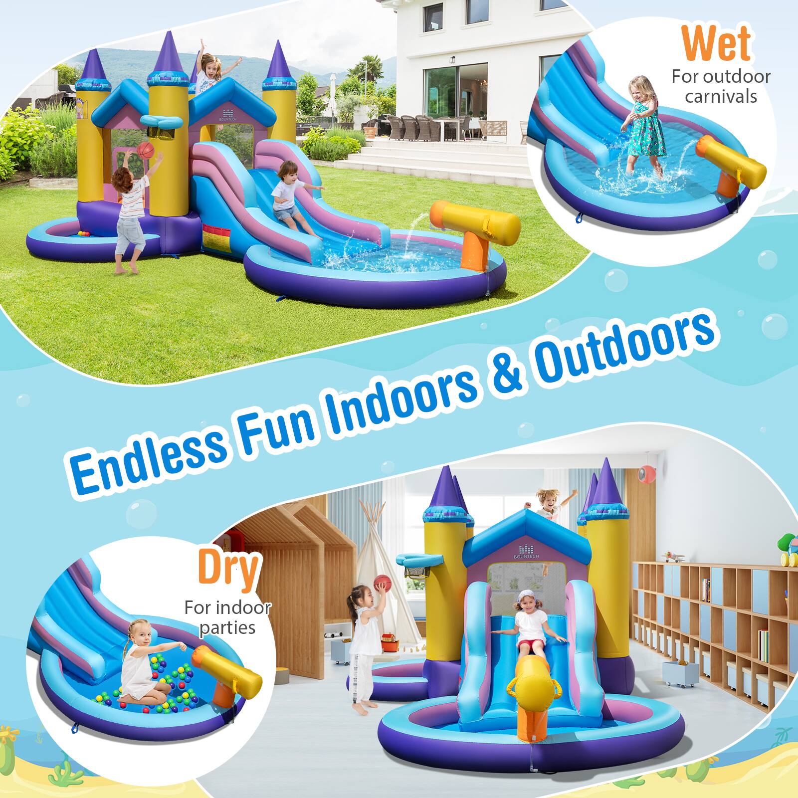 Endless Fun Indoors & Outdoors

Wet
For outdoor carnivals

Dry
For indoor parties