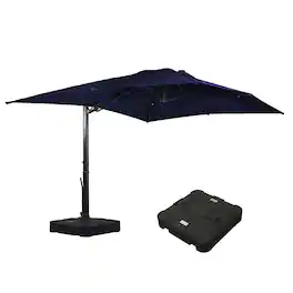 Mondawe - 10x13ft Cantilever Patio Umbrella with DIY Drape Hook and Base - Navy