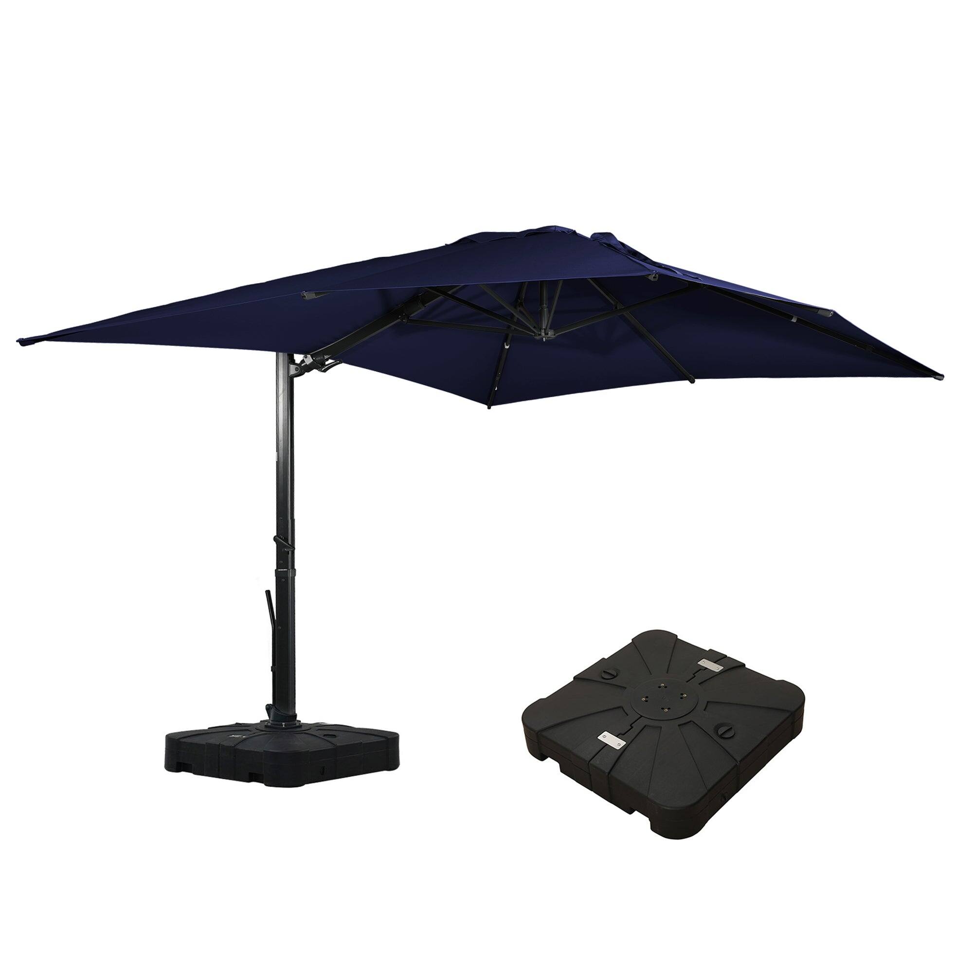 Front. Mondawe - 10x13ft Cantilever Patio Umbrella with DIY Drape Hook and Base - Navy.