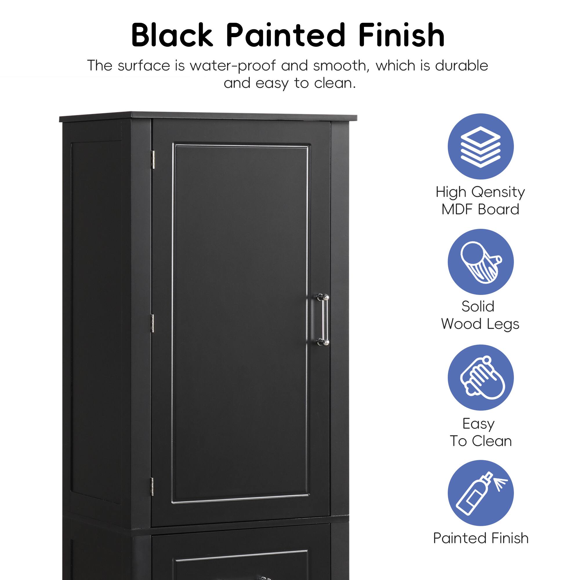 Black Painted Finish

The surface is water-proof and smooth, which is durable and easy to clean.

- High Density MDF Board
- Solid Wood Legs
- Easy To Clean
- Painted Finish