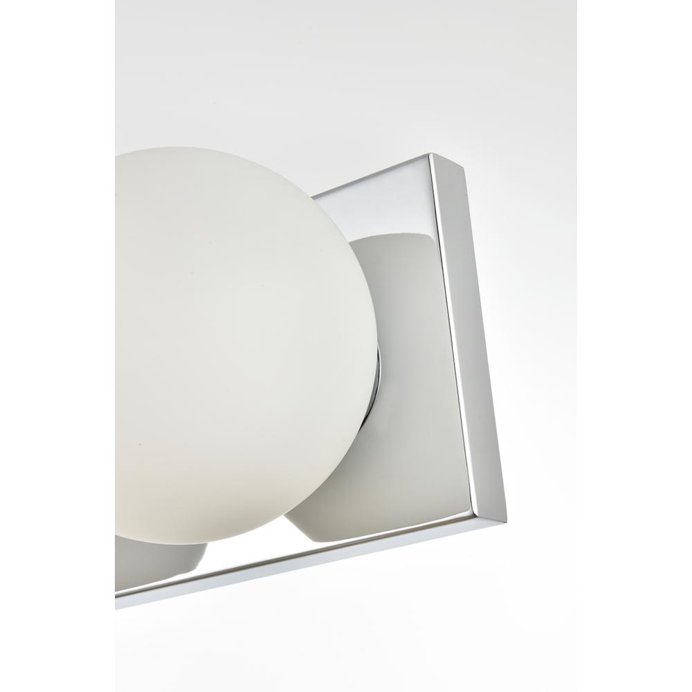 Angle. Living District - Jaylin 4 light Chrome and frosted white Bath Sconce - Chrome And Frosted White.
