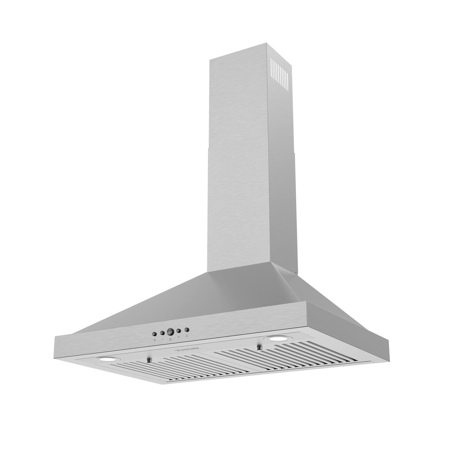 Angle. Thor Kitchen - 30 Inch Convertible Wall Mounted Chimney Range Hood in Stainless Steel - Stainless steel.