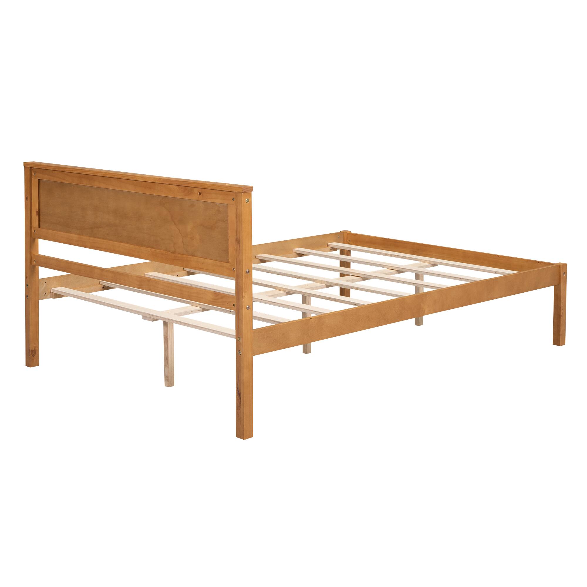 Alt View 1. Whisen - Platform Bed Frame with Headboard, Wood Slat Support, No Box Spring Needed - Oak.