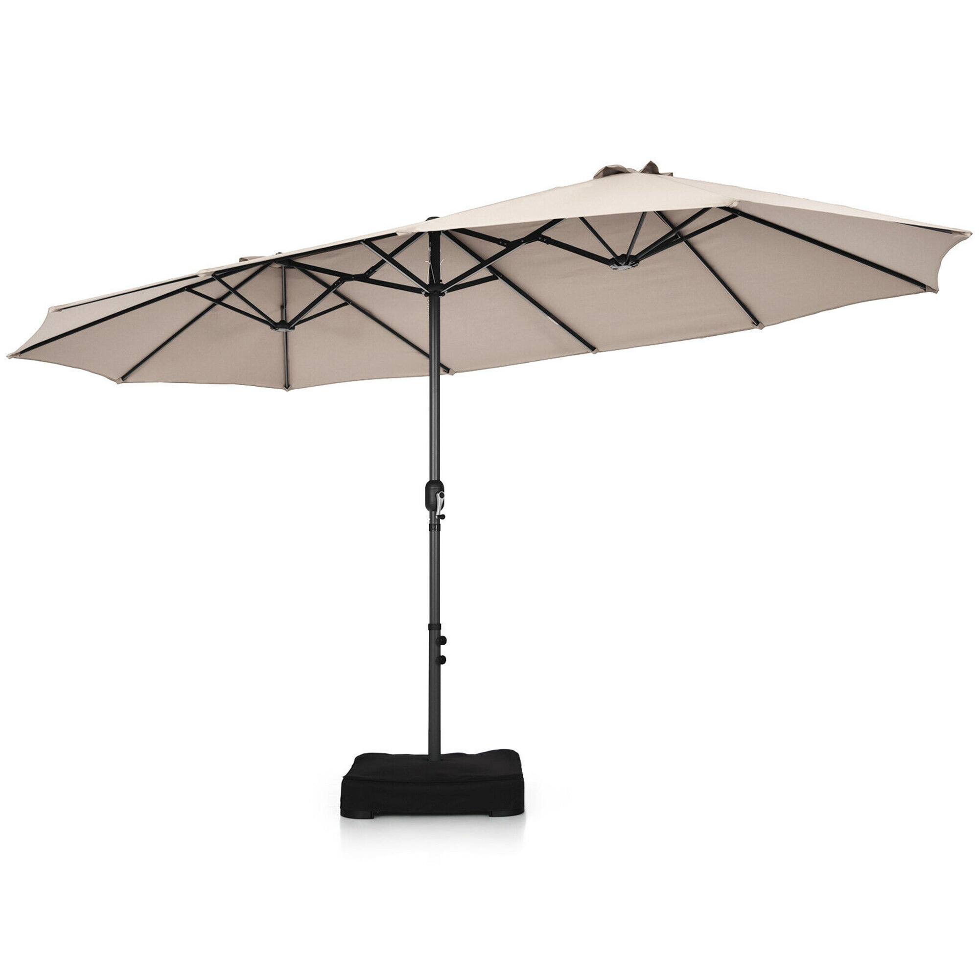 Alt View 1. Gymax - Gymax 15 ft Double-Sided Patio Umbrella Market Twin Umbrella w/ Enhanced Base Beige - Beige.