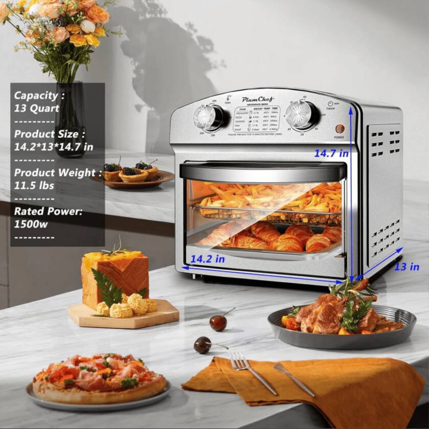 Capacity: 13 Quart  
Product Size: 14.2*13*14.7 in  
Product Weight: 11.5 lbs  
Rated Power: 1500w