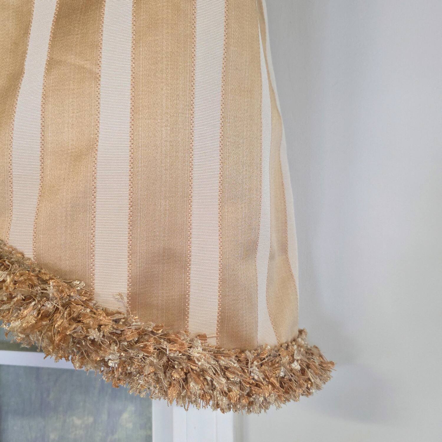 Back. RLF Home - RLF Home Nugett Trimmed Cornice Window Valance 100% Cotton Lined Rod Pocket 50" x 17" Gold - Gold.