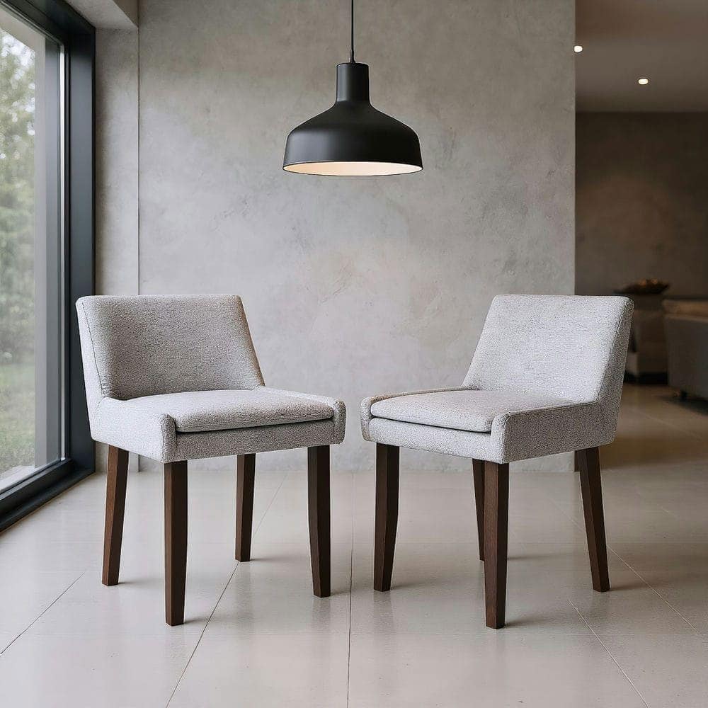 Kadyn - Set of 2 Modern Upholstered Fabric Side Chairs, Leisure Chair with Fabric and Dark Brown Legs - Gray