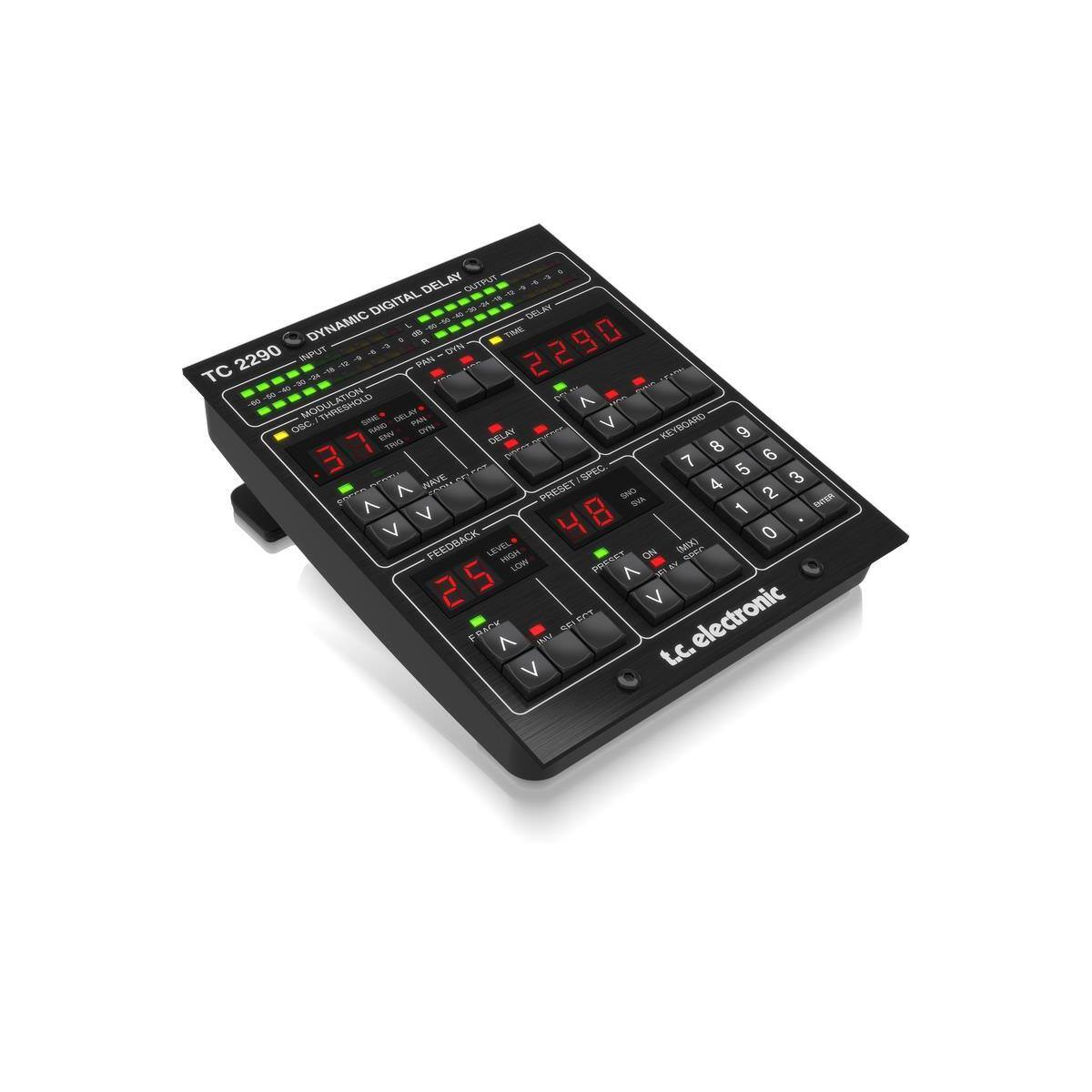DELAY OUTPUT DIGITAL 24 DELAY DYNAMIC C- CU R DYN TIME 2290 0 2290 INPUT de - - PAN TC 18 12 2 -50 40 -do MODULATION SINE DELAY PAN V KEYBOARD OSC. RAND ENV DYN DELAY KE 9 THIG 8 7 6 SPEC. 5 3 WAVE PRESET SNO 4 2 ^ SVA 1 ENTER V 0 FEEDBACK LEVEL HIGH LOW PRECCT ON (MIX) SPEC V 25 ECT electronic me > www t.c.