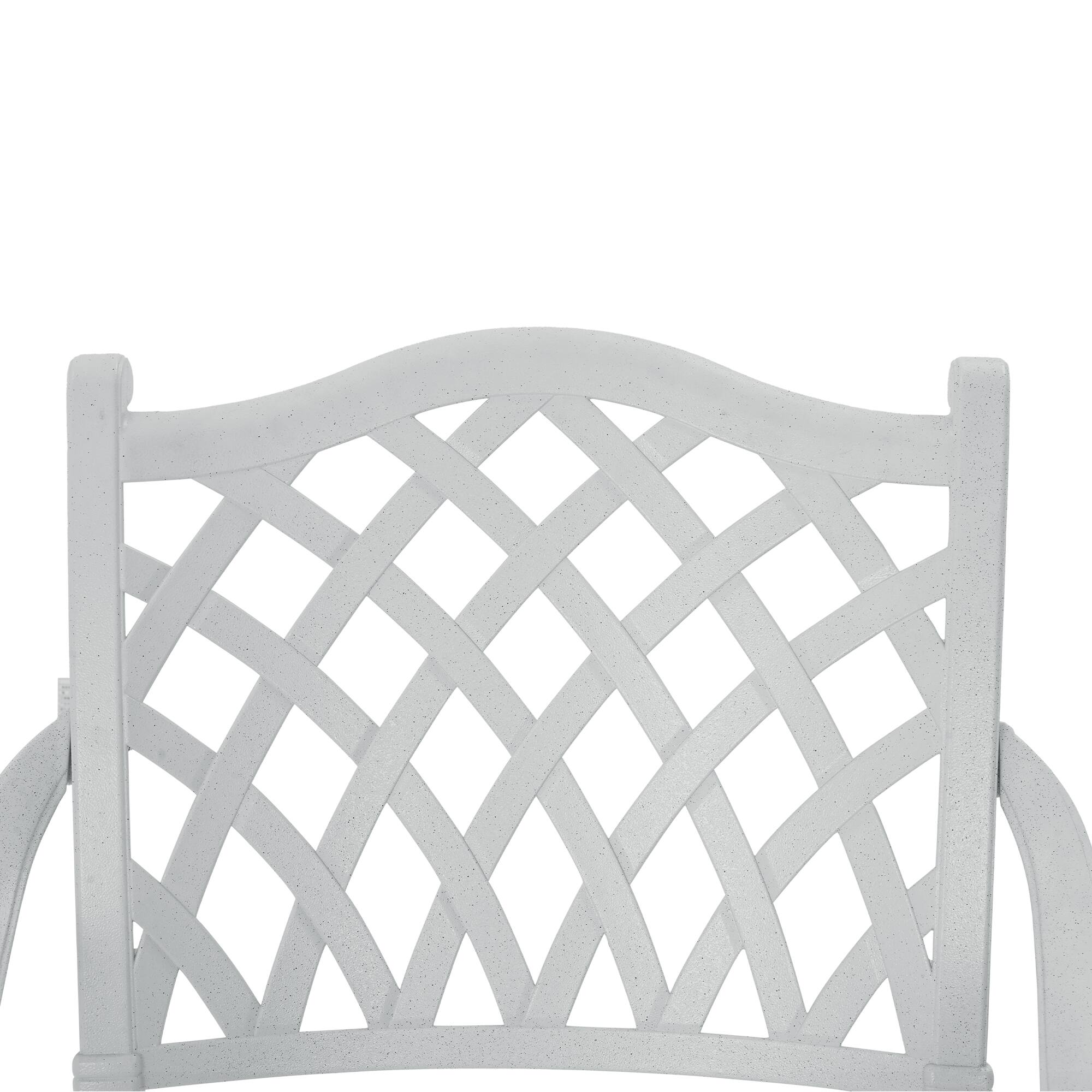 Alt View 1. Mondawe - 2 Piece Cast Aluminum Dining Chair with Metal Weave Pattern - White.