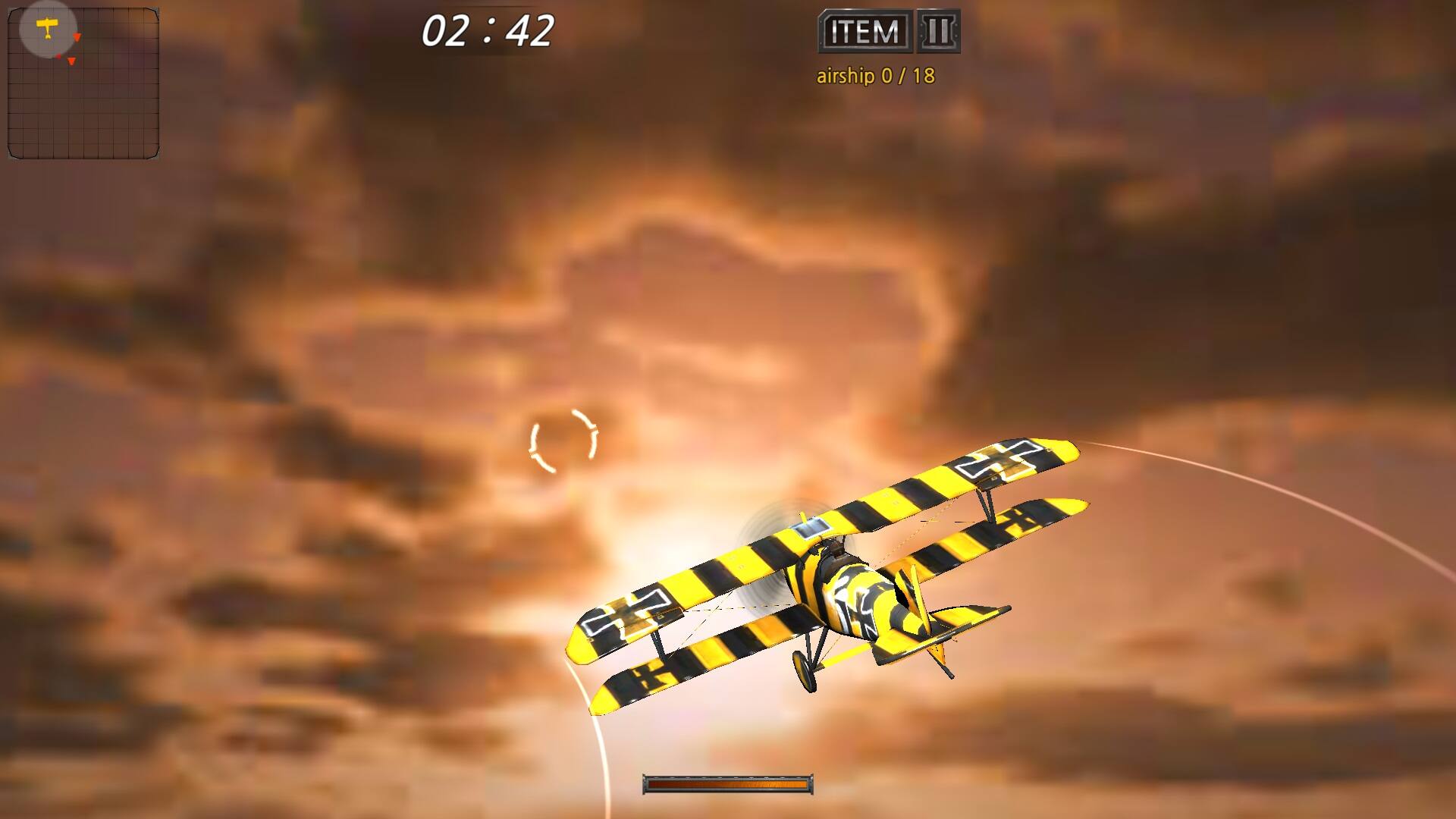 The text on the image reads: "T 02:42: ITEM II airship 0/18."