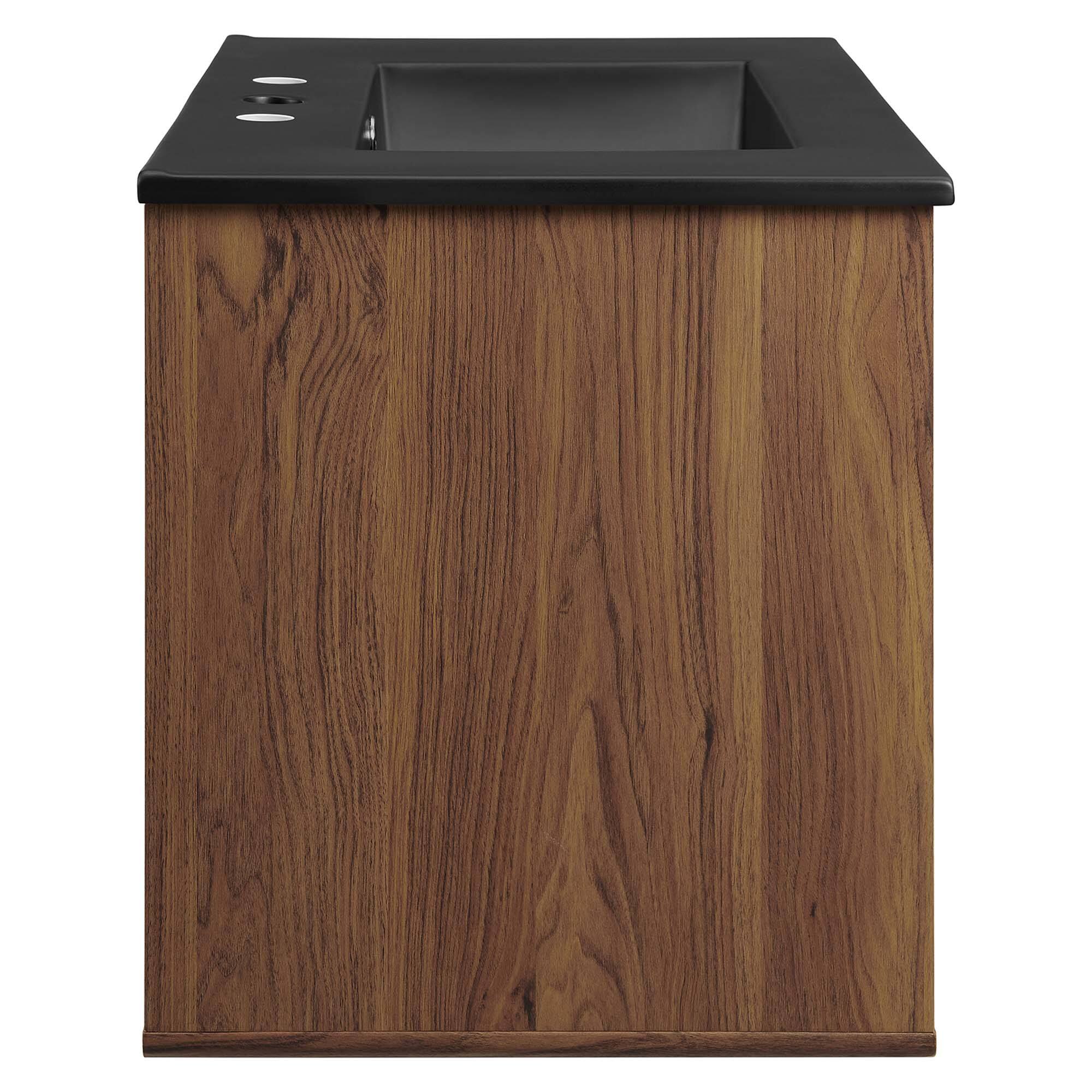 Alt View 1. Modway - Transmit Wall-Mount Bathroom Vanity Basin Included by Modway - Walnut Black.