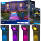Govee 4 Pack 20000P - LED Lights 10 Lights - Wi-Fi Smart Control ... Reliable Light in All Weather IP67 - 12:20 4 Year Warranty - Compatible with Alexa, Google Home, and Matter - Govee Outdoor Pathway Lights 2 Lite