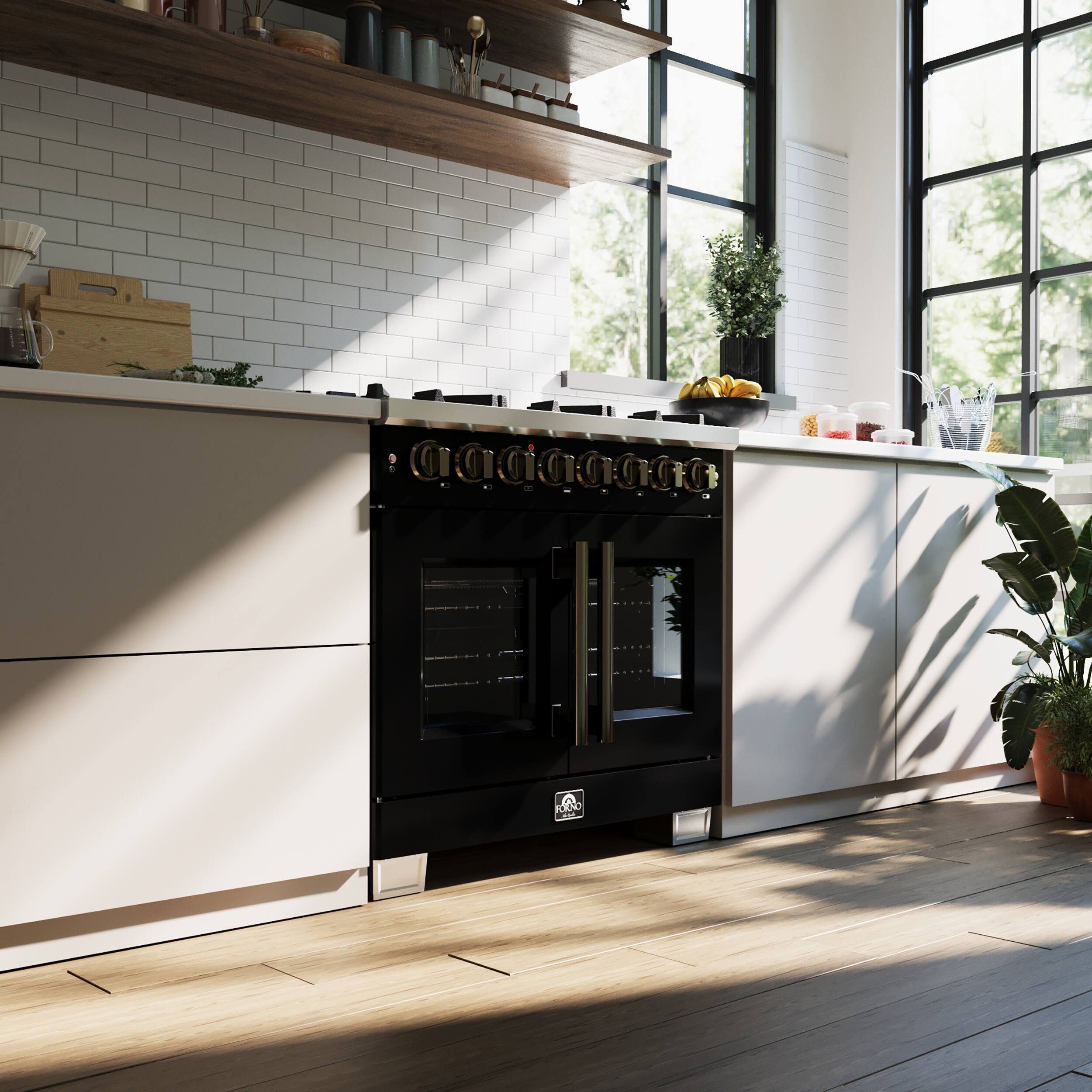 Alt View 15. Forno Appliances - Capriasca 5.36 Cu. Ft. Dual Fuel Range with French Door Design - Black.