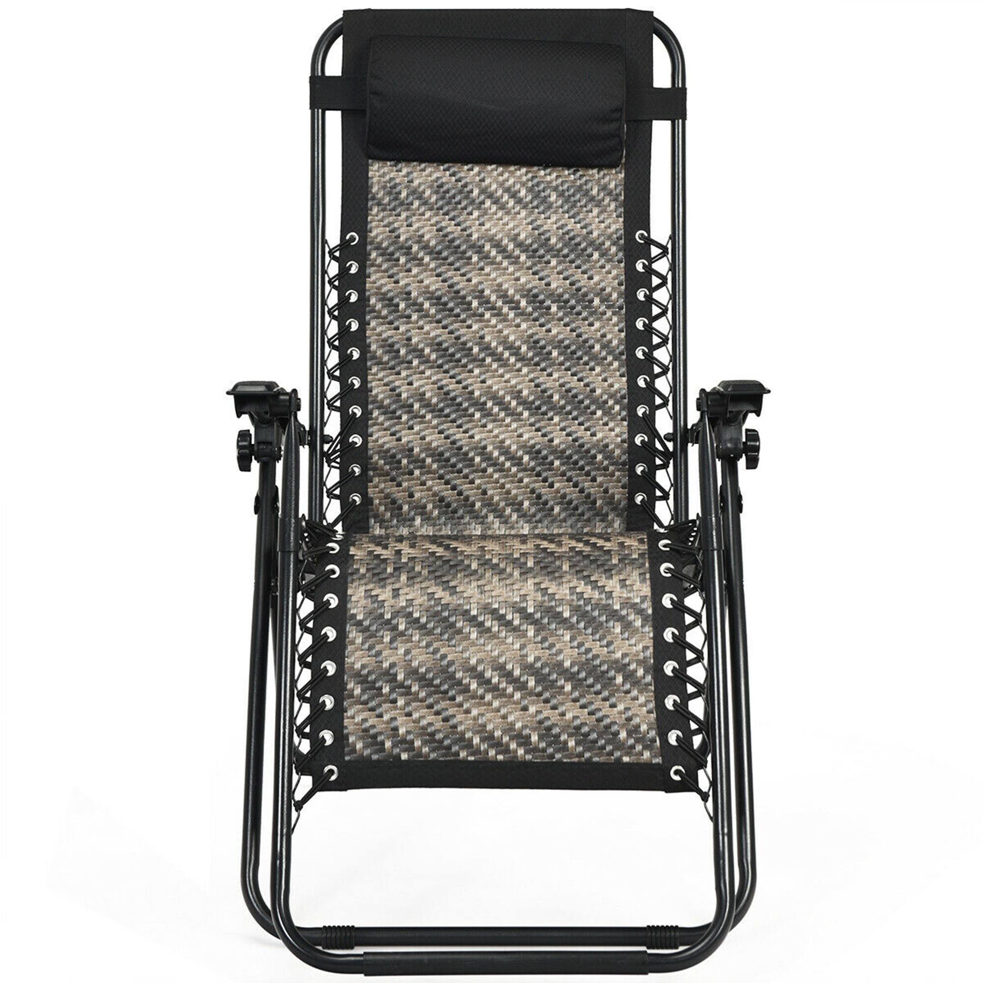 Alt View 4. Gymax - Gymax Folding Rattan Patio Zero Gravity Lounge Chair Recliner with Headrest - Gray.