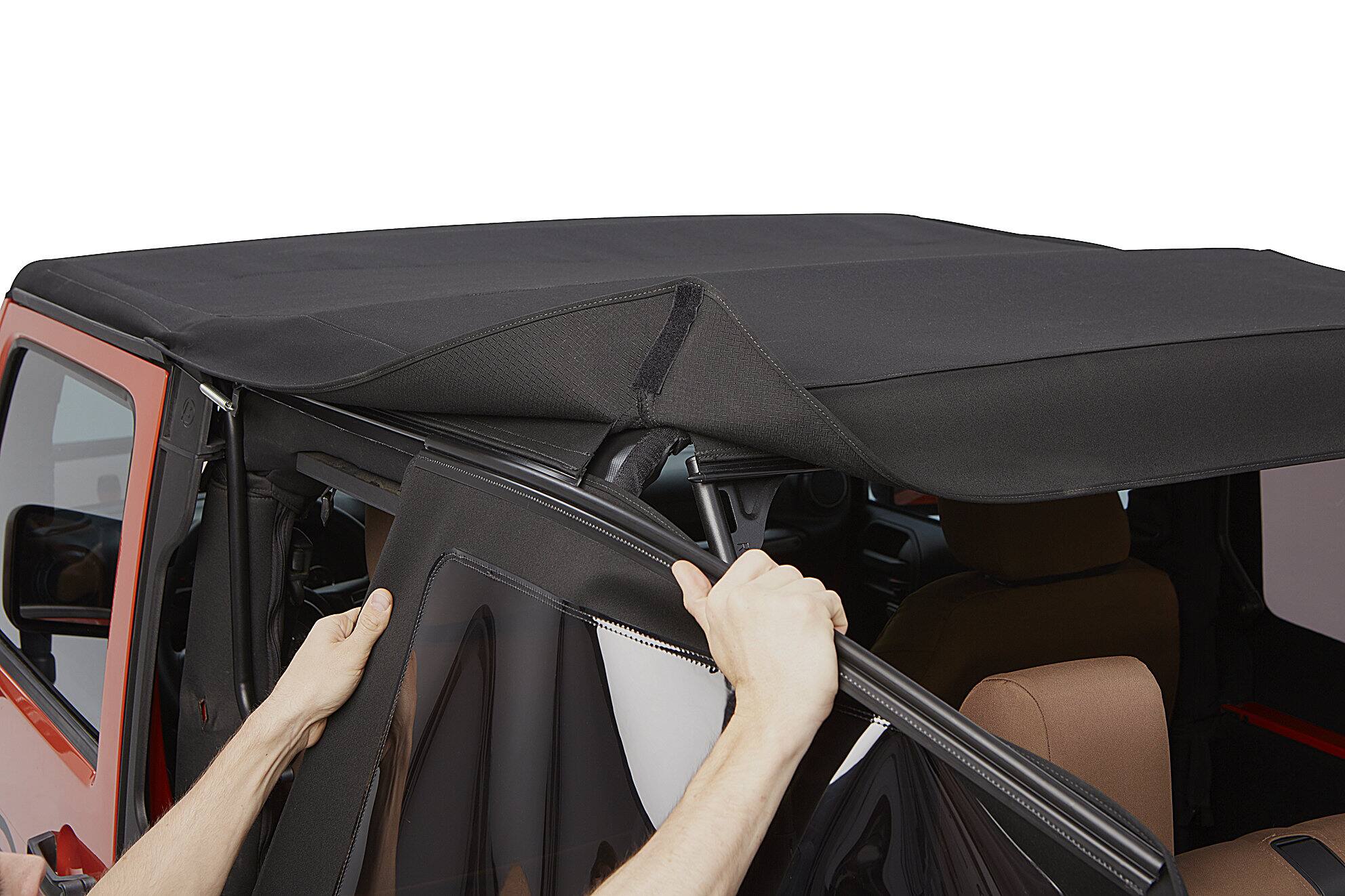 Alt View 5. Bestop - Trektop Glide - Jeep '07-18 Wrangler JK 2-Door (Black Diamond) - Black.