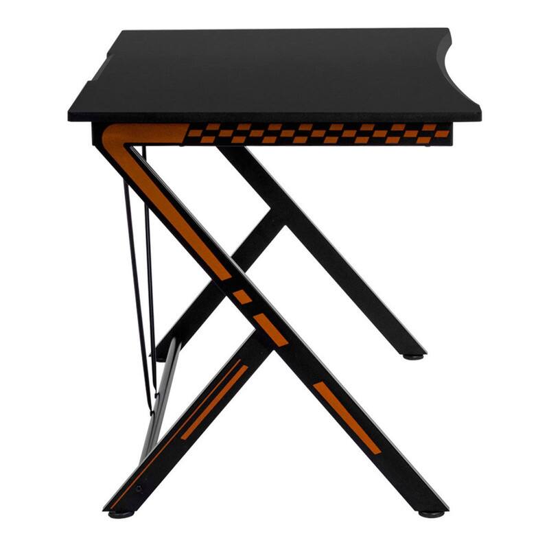 Alt View 6. WELLFOR - 46" Gaming Desk, Modern  Ergonomic Computer Desk for Adults, Home Office Desk - Black.