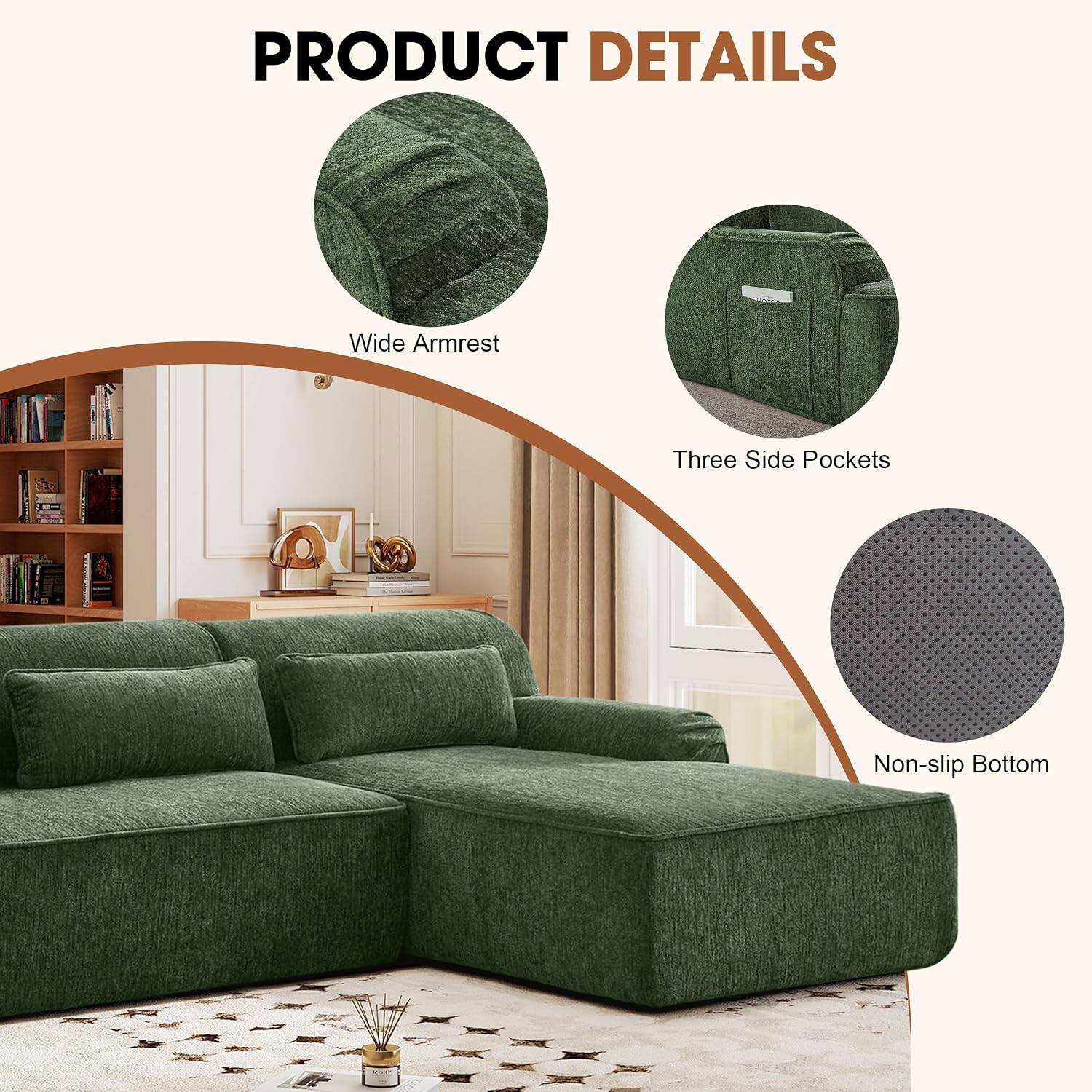 PRODUCT DETAILS

- Wide Armrest
- Three Side Pockets
- Non-slip Bottom