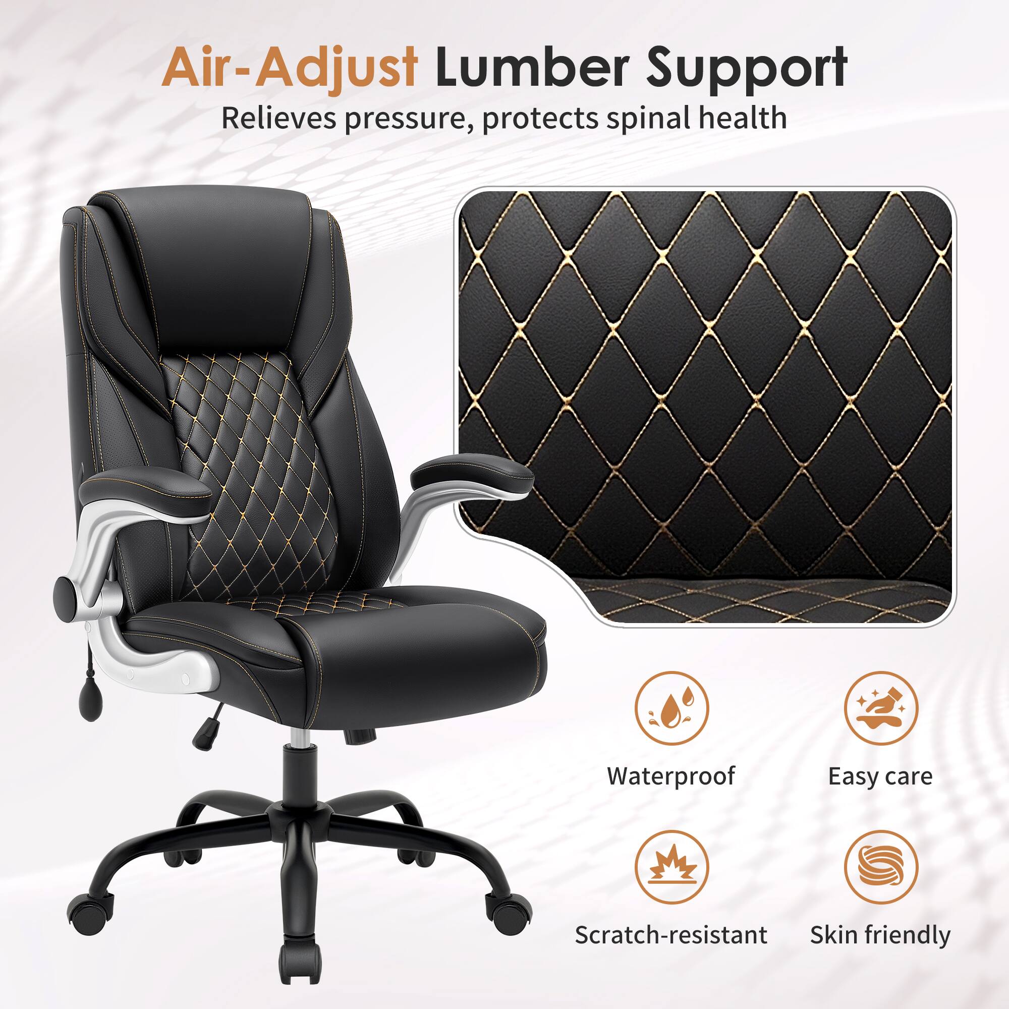 Air-Adjust Lumber Support Relieves pressure, protects spinal health

Waterproof
Easy care
Scratch-resistant
Skin friendly