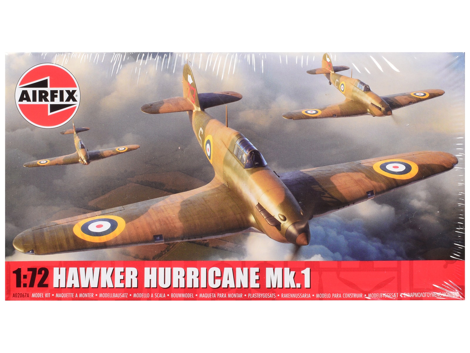 Level 1 Model Kit Hawker Hurricane Mk.I Aircraft with 2 Scheme Options 1/72 Scale Plastic Model Kit by Airfix - Multicolor