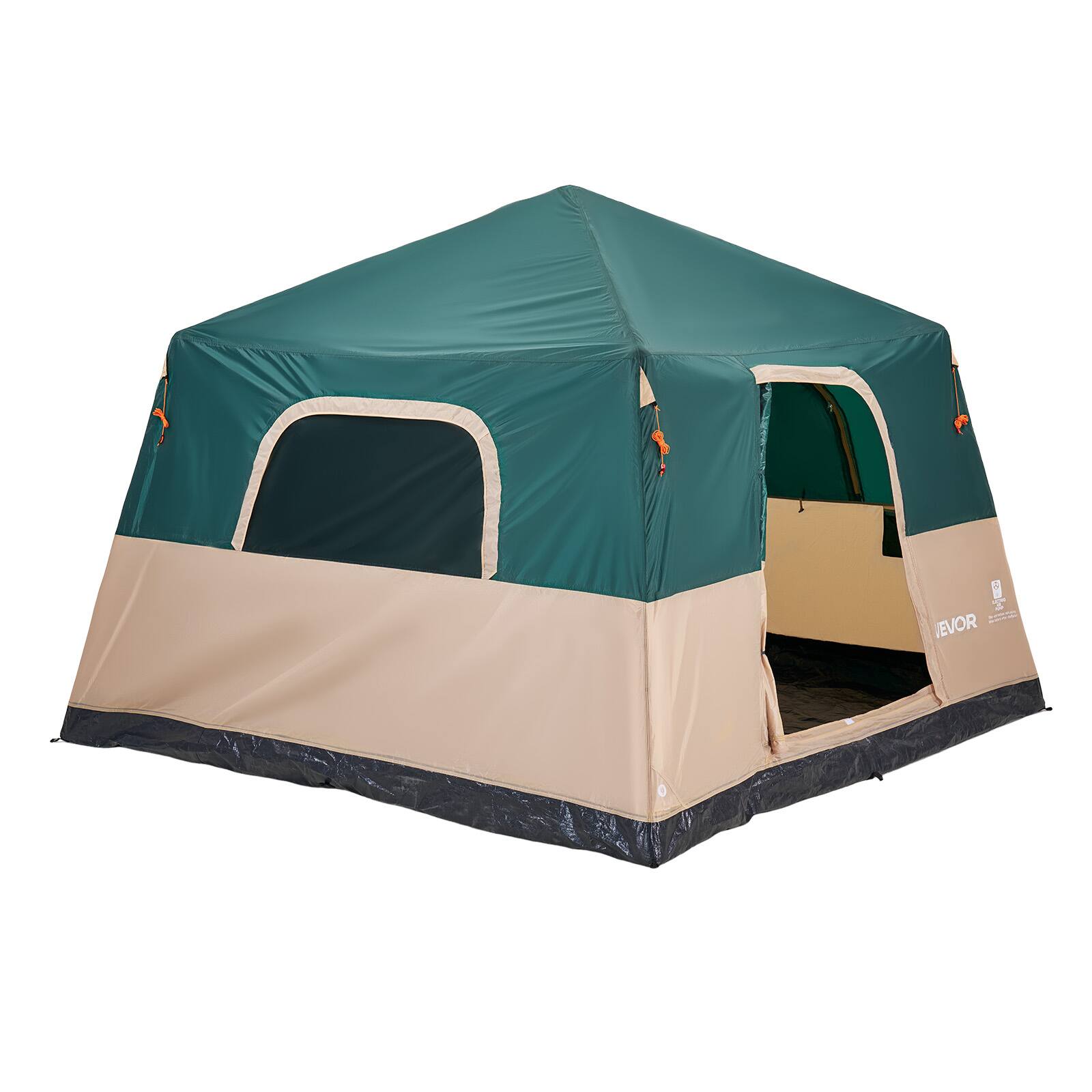 Alt View 5. VEVOR - Camping Tent, 6 Person Inflatable Cabin Tent with Rechargeable Pump, TPU Air Tube & 4 Large Mesh Windows - Green.