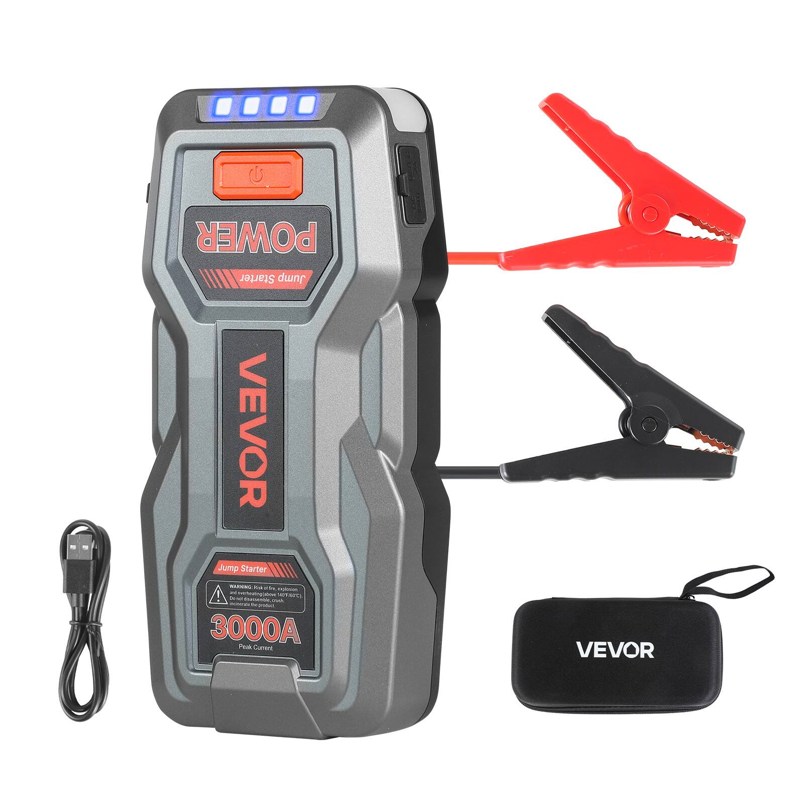 POWER Starter dwnf VEVOR Jump Starter A - -- - A -   aS - -. UIRAL - dnot 3000A PRa Current VEVOR