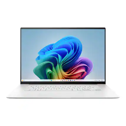 Front. ASUS - ASUS Zenbook S 16 16" 3K TouchScreen Laptop,Ryzen AI 9 365,24GB RAM,4TB SSD,Backlit Keyboard,Win 11 Pro,White - White.