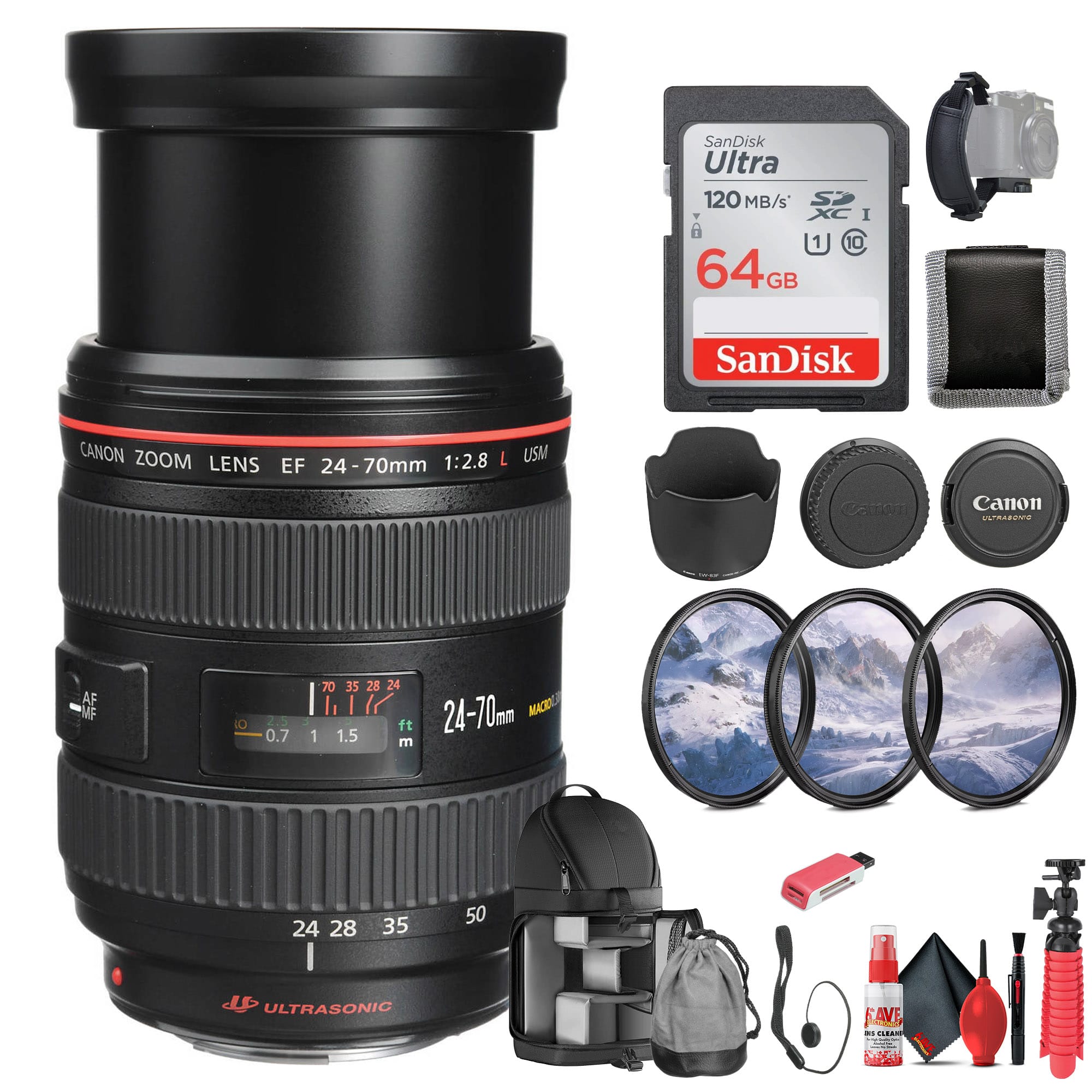 EF 24-70mm f/2.8L USM Standard Zoom Lens for Canon SLR Cameras - Bundle (International Version)