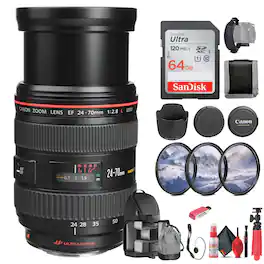 EF 24-70mm f/2.8L USM Standard Zoom Lens for Canon SLR Cameras - Bundle (International Version)