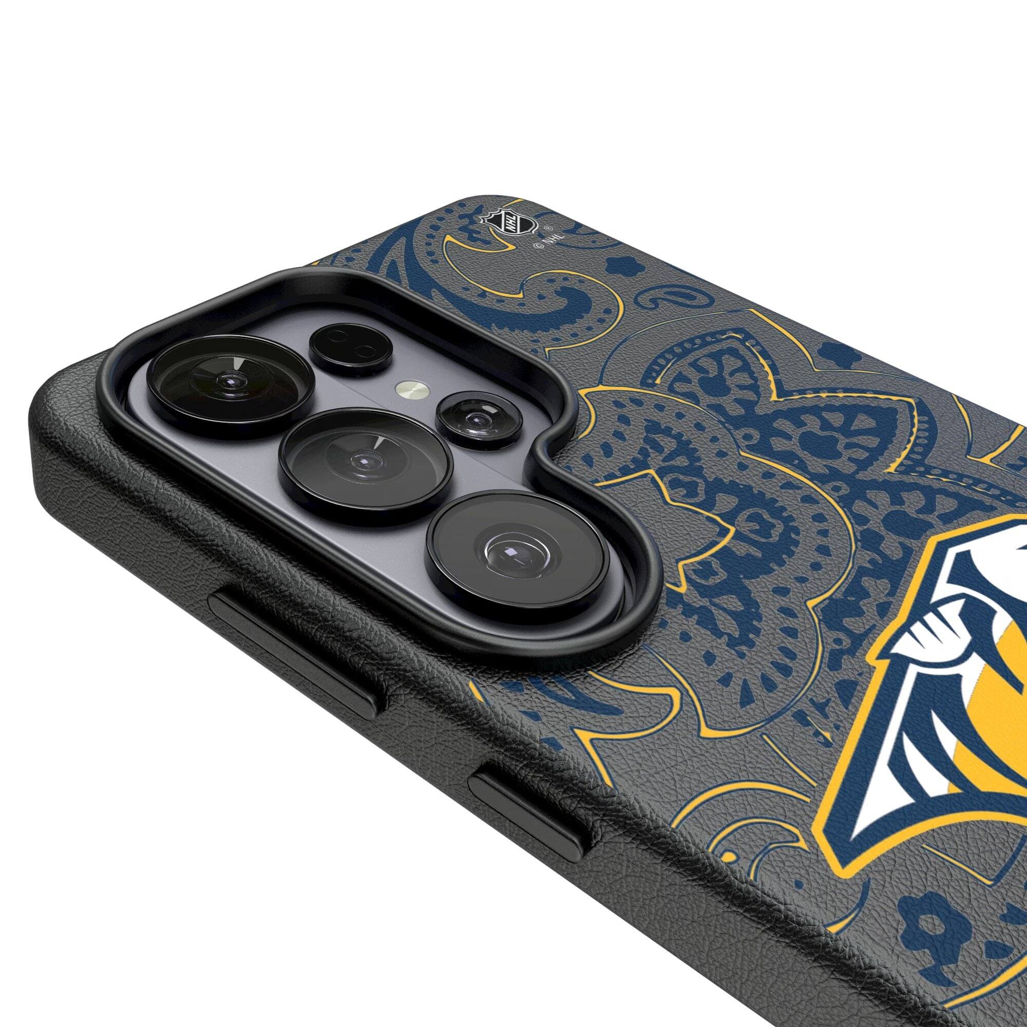 Alt View 2. Keyscaper - Nashville Predators Paisley Galaxy Magnetic Bump Case - S25 Ultra - Black.