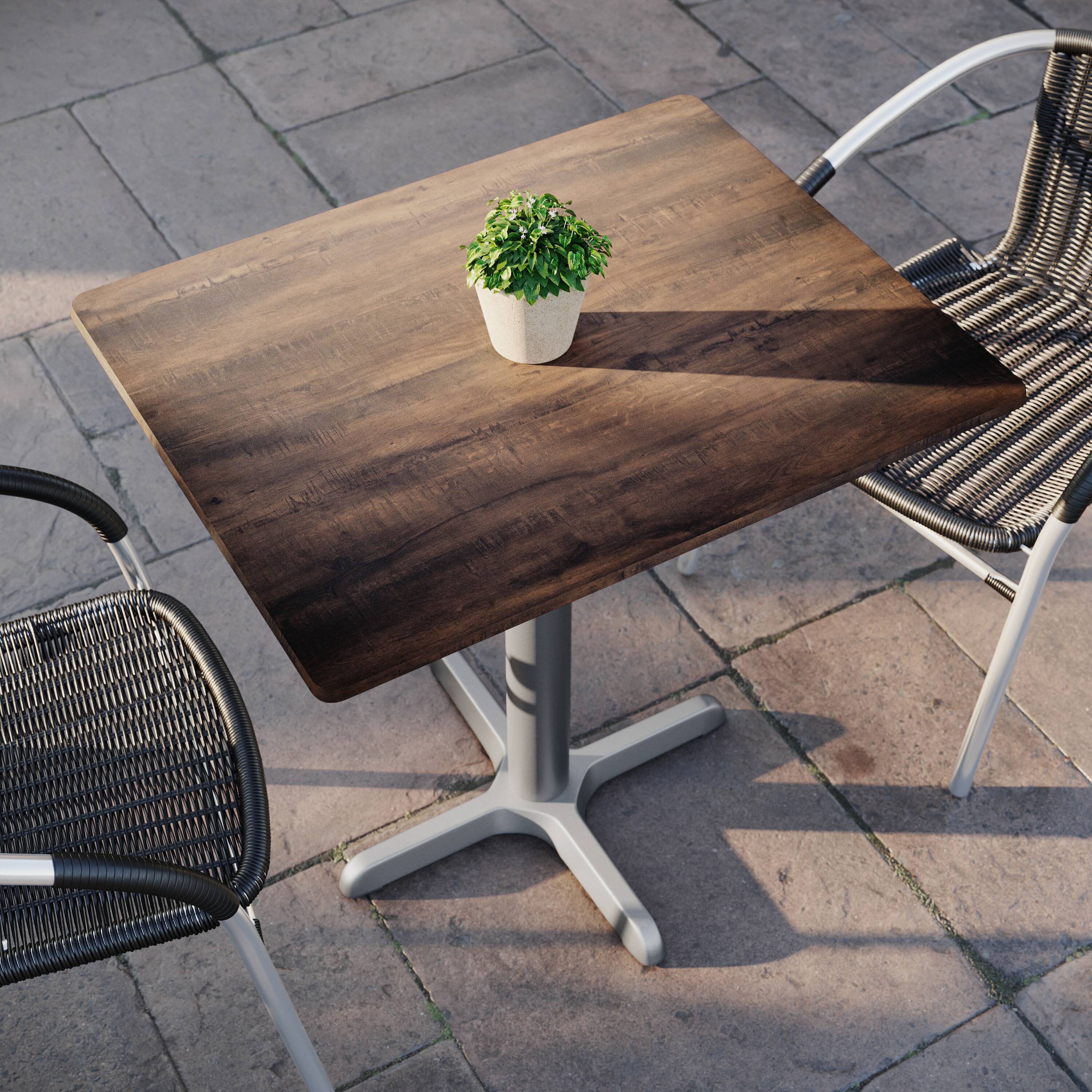 Alt View 4. Emma + Oliver - PureShield Indoor Outdoor Tabletop with Seam-Free Surface Innovation and Cast Iron Bistro Table Base - Dark Brown/Silver Base.
