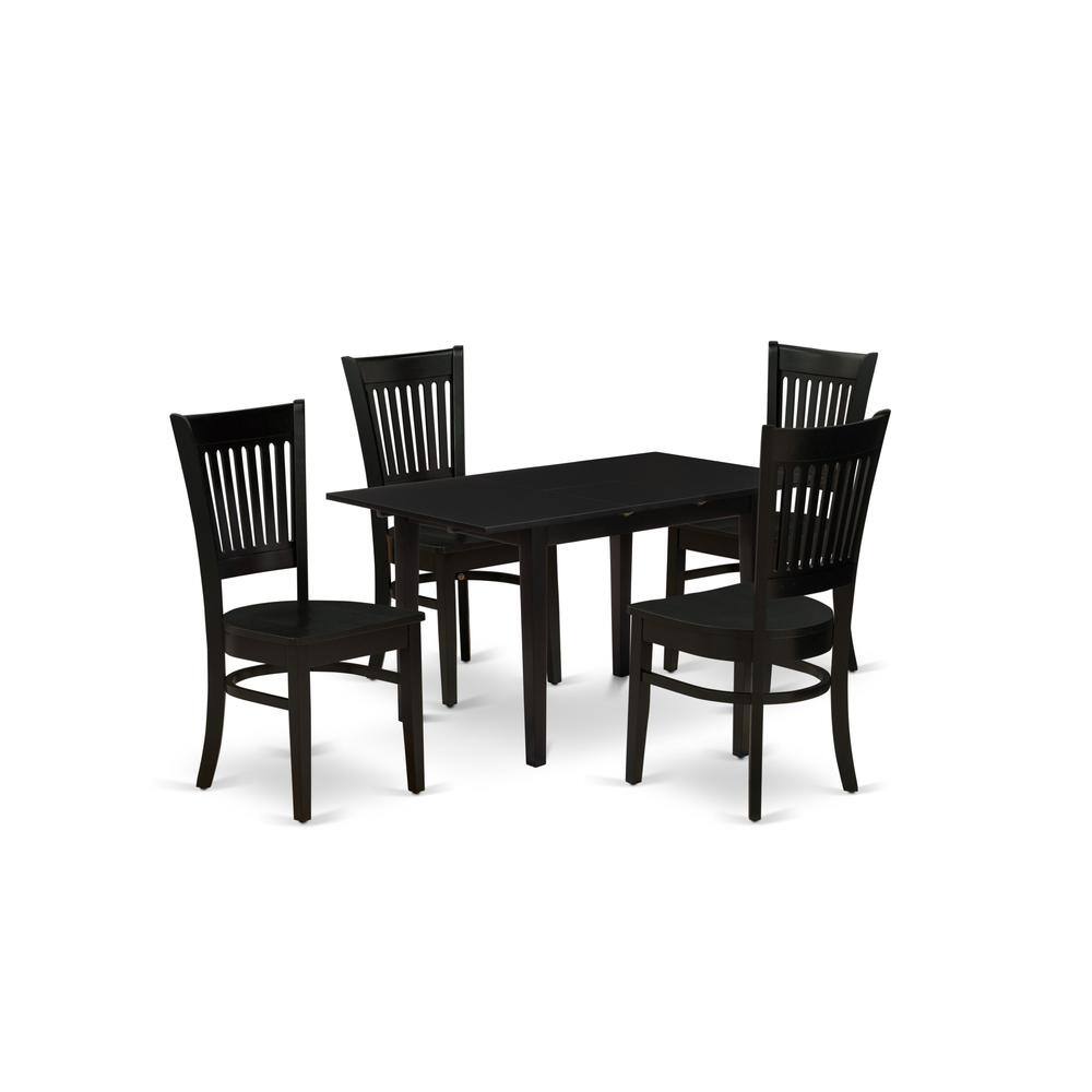 Front. East West Furniture - Dining Table- Dining Chairs - Brown.