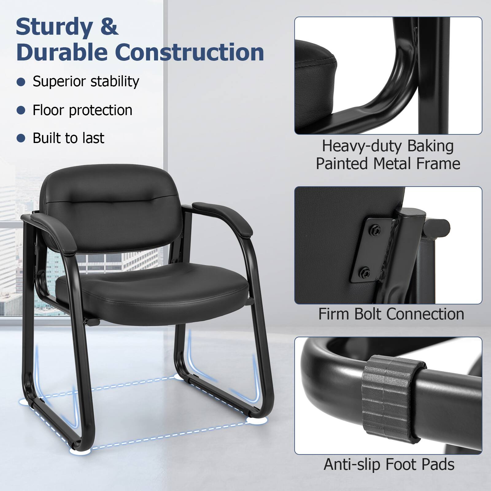 Sturdy & Durable Construction: Superior stability, Floor protection, Built to last, Heavy-duty Baking, Painted Metal Frame, Firm Bolt Connection, Anti-slip Foot Pads.
