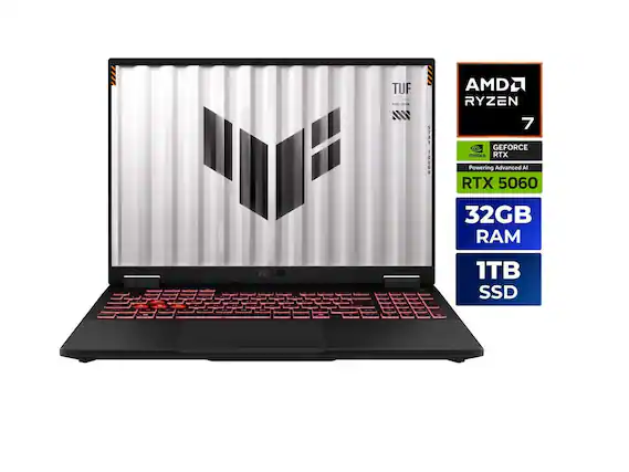 TUF Gaming
AMD Ryzen 7
NVIDIA GeForce RTX 5060
32GB RAM
1TB SSD