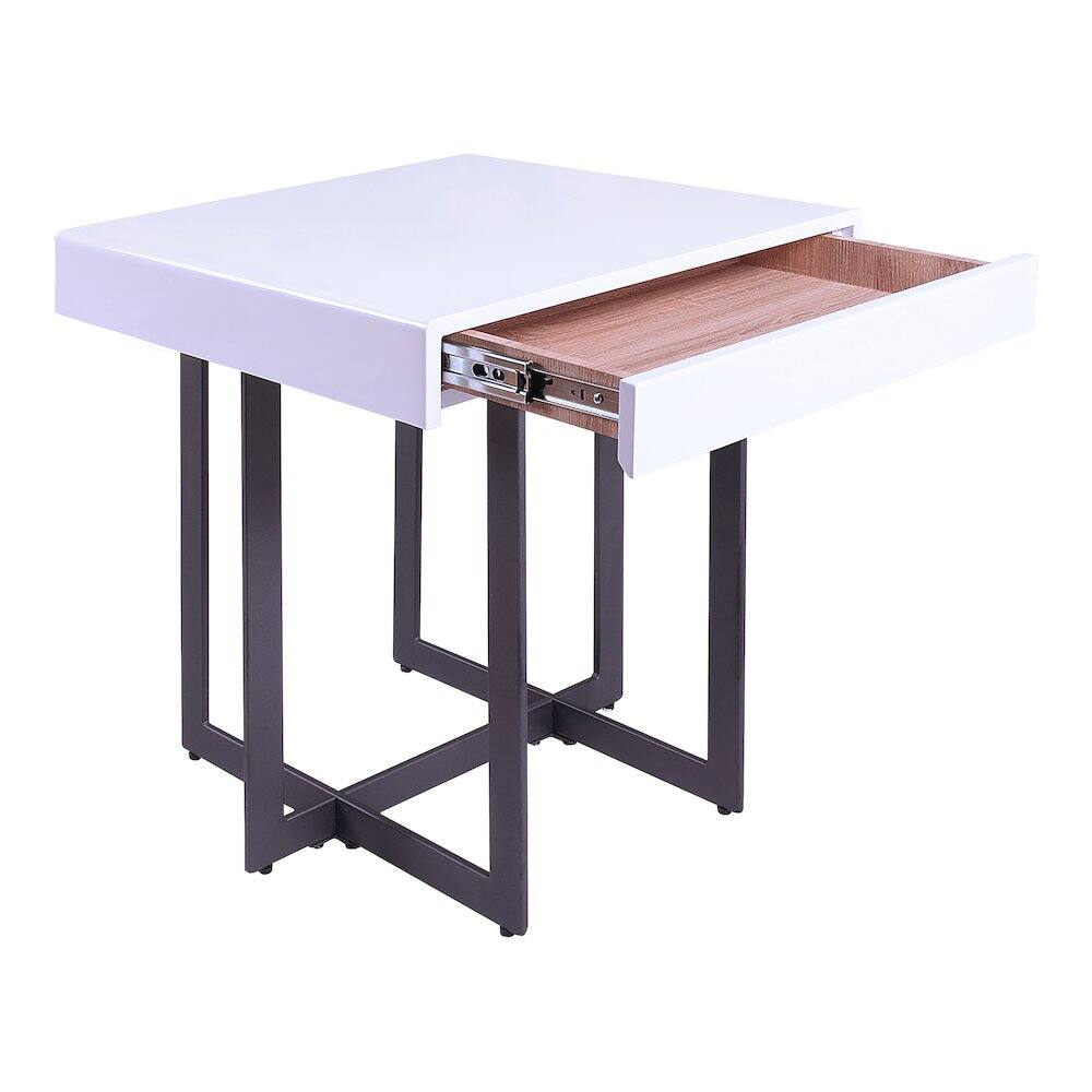 Angle. Furniture of America - Vasket Contemporary Metal 1-Drawer End Table - White.
