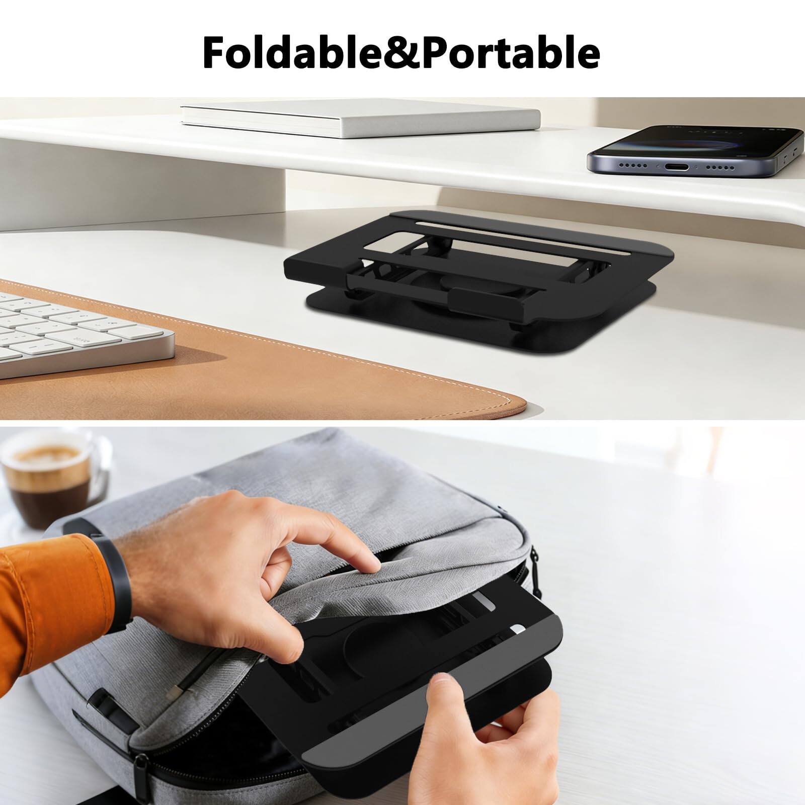 Alt View 2. HongFei - 360 Rotation Laptop Stand, Multi-Angle Adjustable Laptop Holder Riser Stable Base Foldable for MacBook Pro/Air HP 14 - Black.