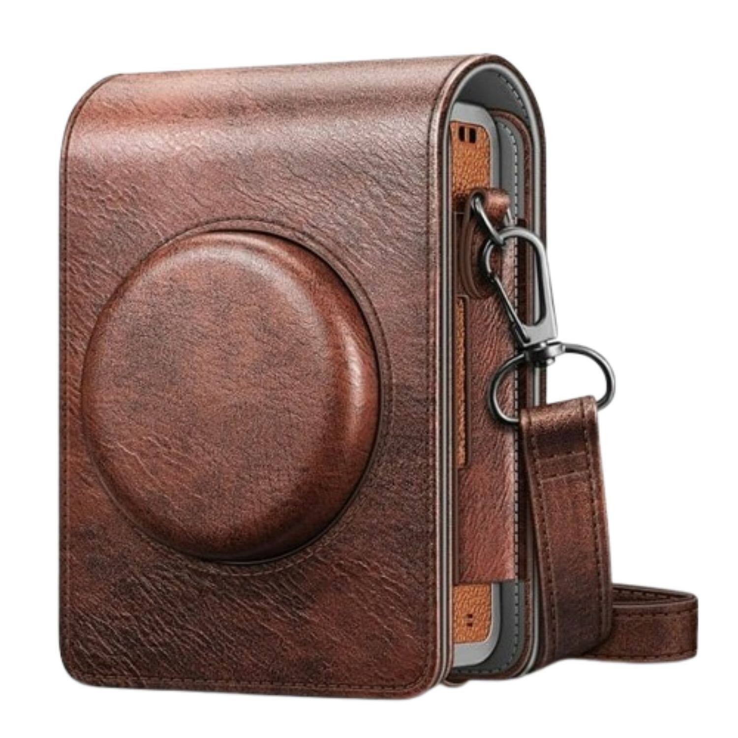 Front. Stock Preferred - Case for Fujifilm Instax Mini EVO Camera Bag Cover with Removable Adjustable Strap Brown - Brown.