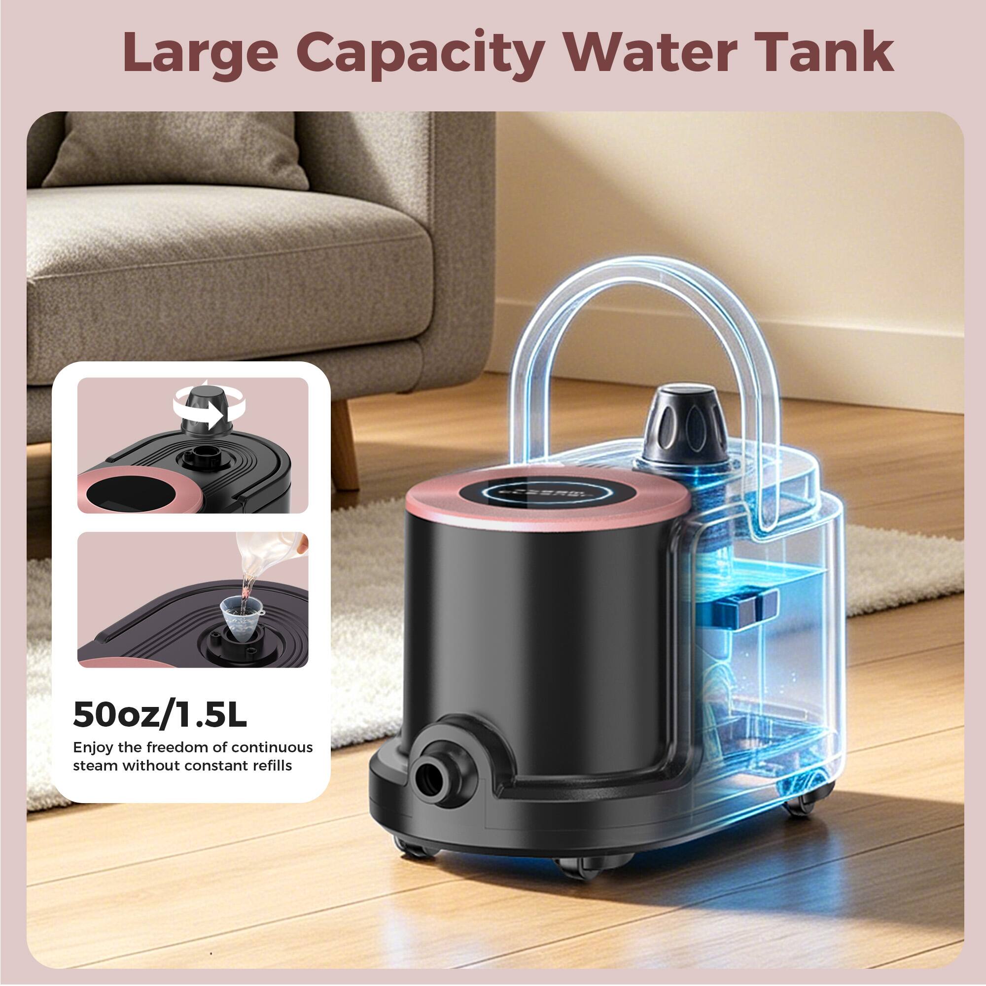 Large Capacity Water Tank

50oz/1.5L

Enjoy the freedom of continuous steam without constant refills