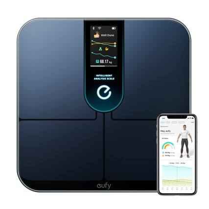 Well Done 68.17 kg INTELLIGENT ANALYSIS SCALE .4t a AI - Hey, eufy - GOAL - cufy -