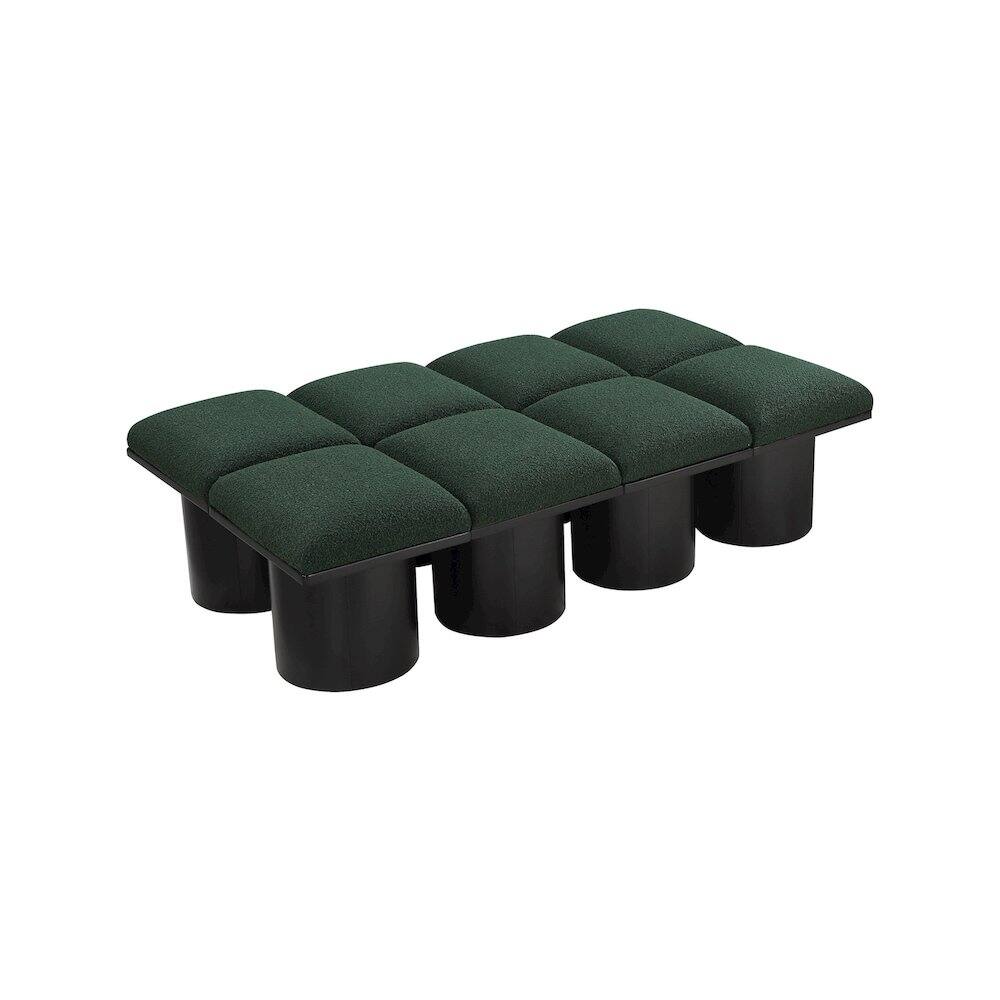 Back. Meridian Furniture - Pavilion Green Boucle Fabric Bench - Green Boucle Fabric.