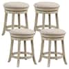 Front. Gymax - Gymax 24'' Swivel Bar Stools Set of 4 Round Counter Height Barstools w/ Wooden Frame - Beige, Natural.