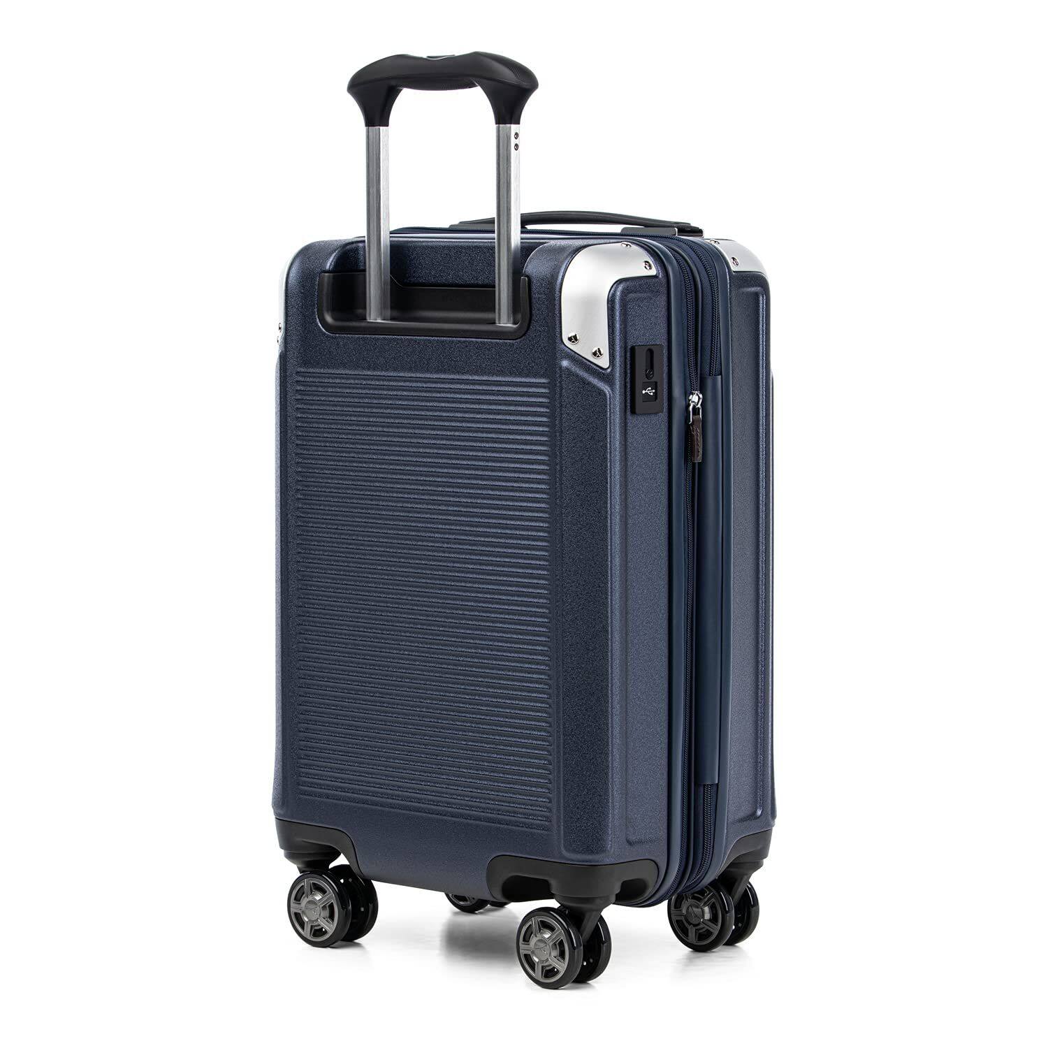 Angle. Travelpro - Travelpro Platinum Elite Hardside Expandable Spinner Wheel Luggage TSA Lock Hard Shell Polycarbonate Suitcase - True Navy Blue.