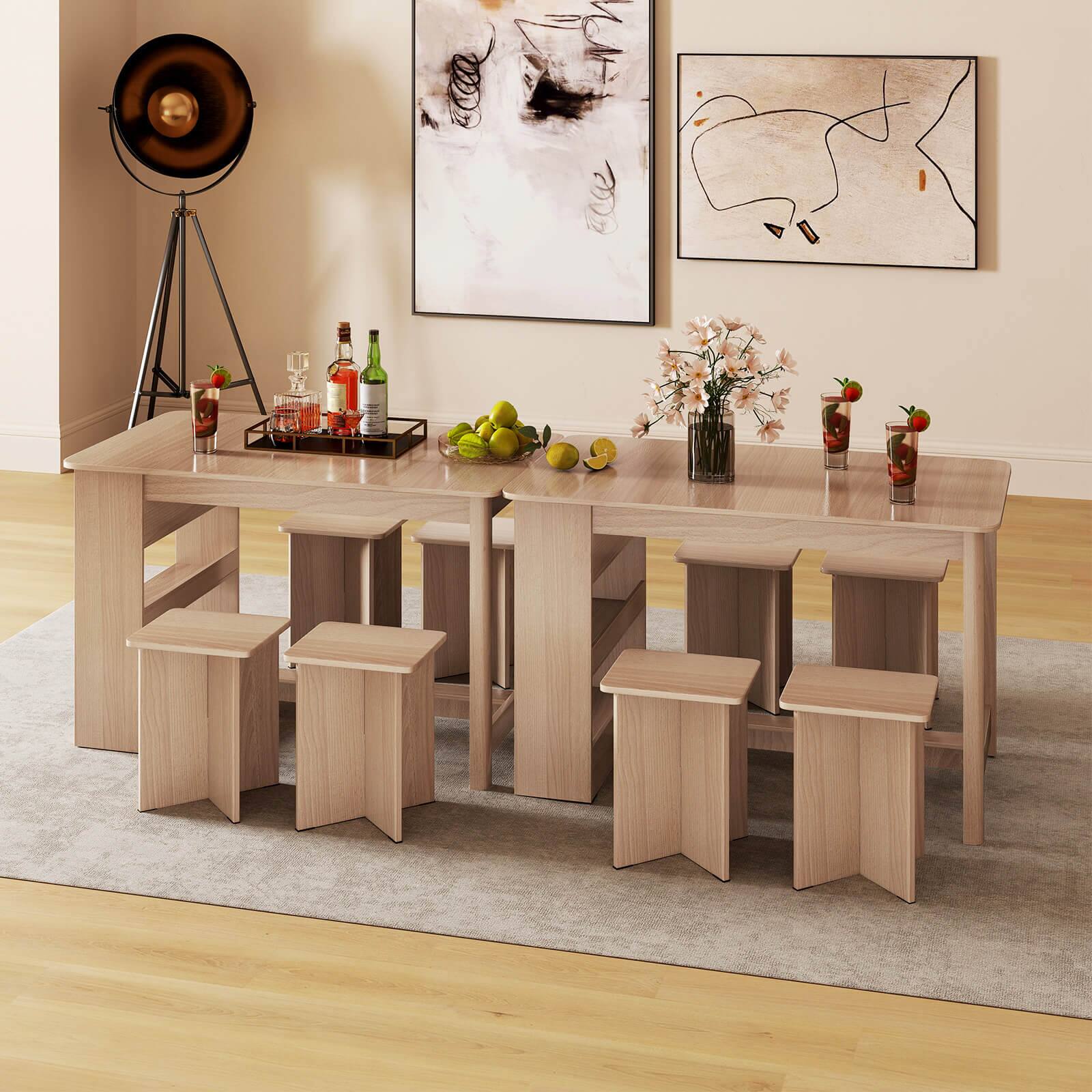 Alt View 4. Costway - Costway 5 PCS Dining Table Set with Storage Shelf Rectangular Kitchen Table with 4 Stools - Beige.