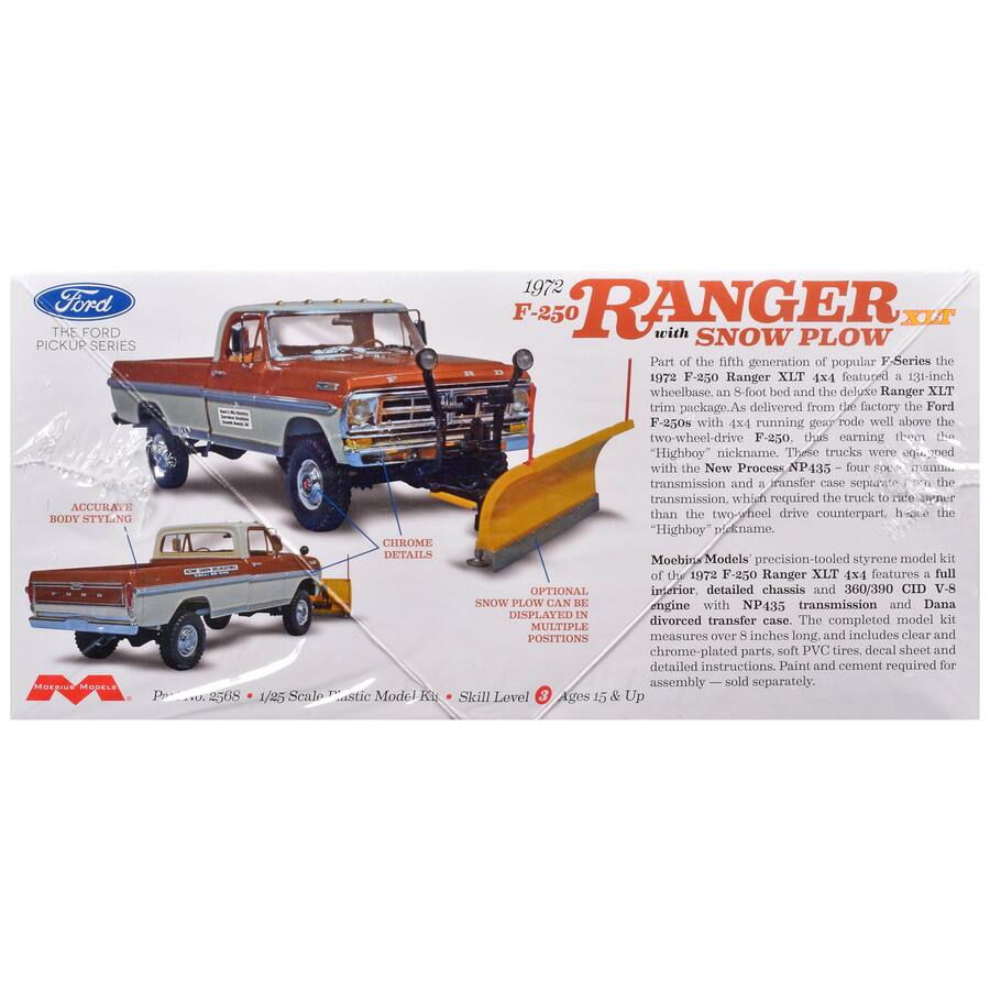Colorful Moebius Moebius Models Skill 3 Model Kit 1972 Ford F 250 Ranger XLT Pickup ...